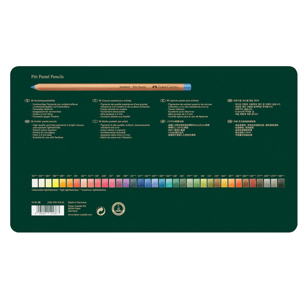 Faber-Castel FC112136 Pitt Pastel Pencils in A Metal Tin (36 Pack), Assorted - Image 3