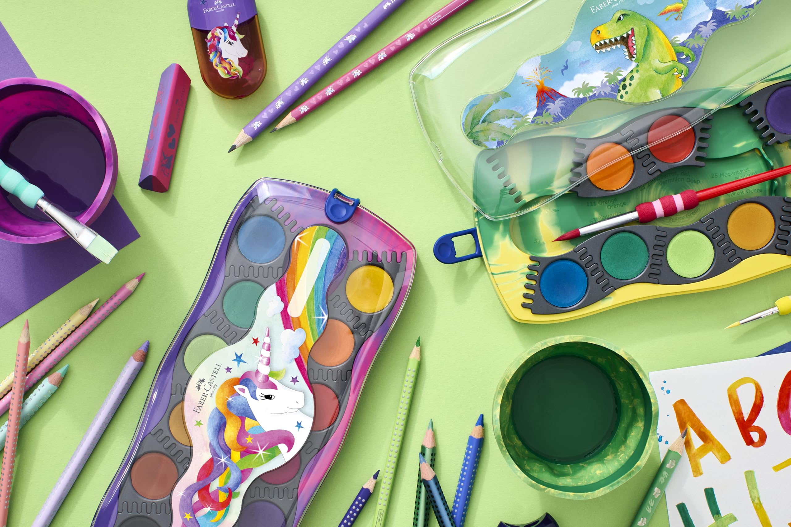 Faber-Castell 125035 Unicorn Connector Watercolour Box with 12 Colours Including Opaque White Tube and Sticker - Image 4