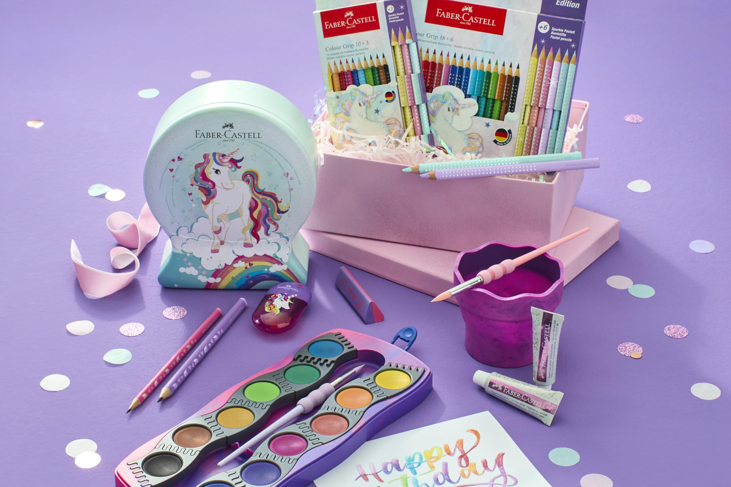 Faber-Castell 125035 Unicorn Connector Watercolour Box with 12 Colours Including Opaque White Tube and Sticker - Image 5