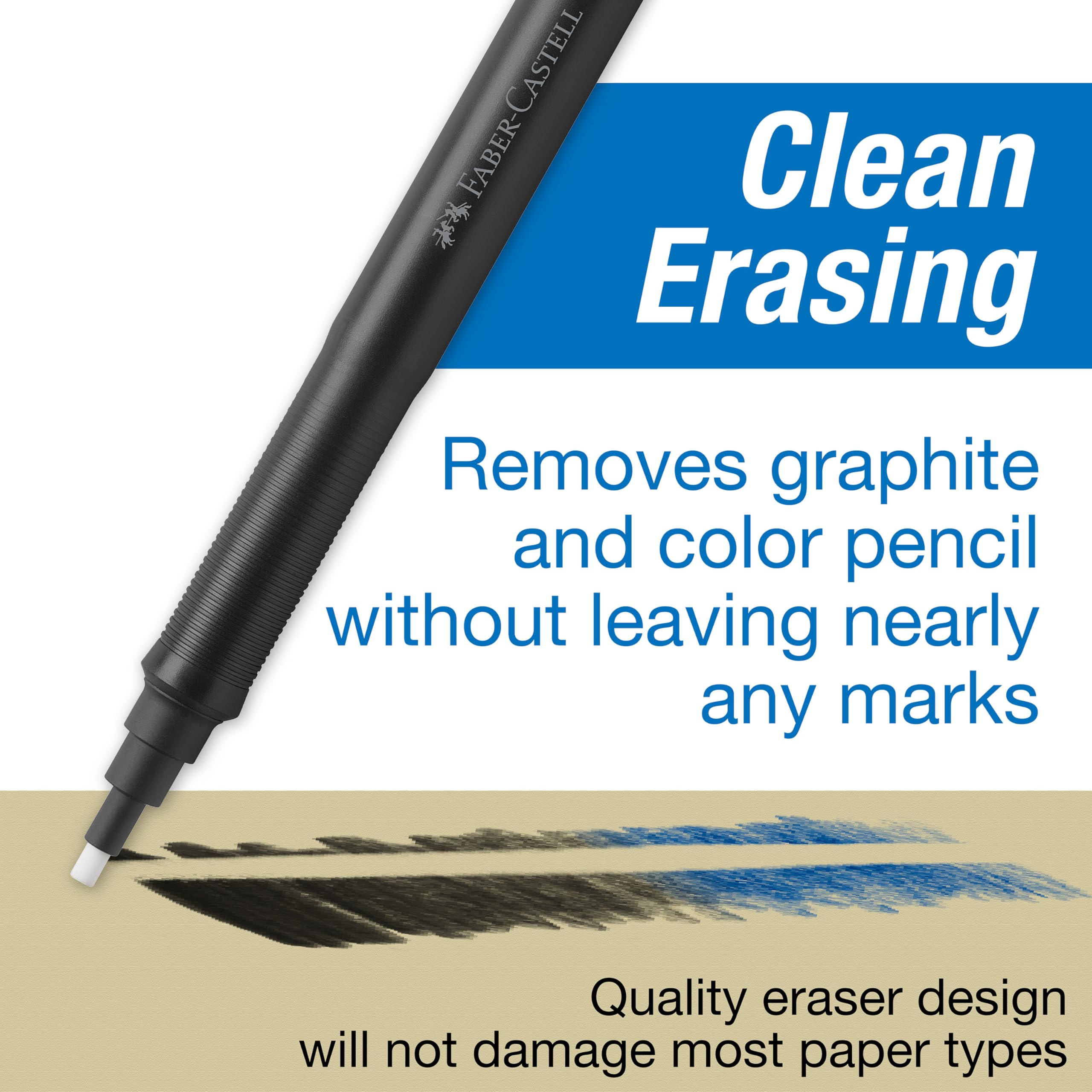 Faber-Castell 185610 - Eraser Pen Precision Eraser Pen, Includes Refill Eraser, for Professionals and Hobby Artists, White - Image 3
