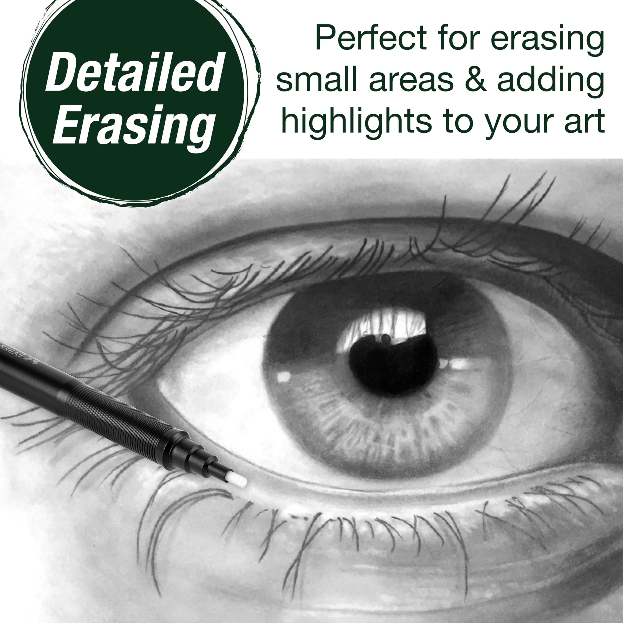 Faber-Castell 185610 - Eraser Pen Precision Eraser Pen, Includes Refill Eraser, for Professionals and Hobby Artists, White - Image 5