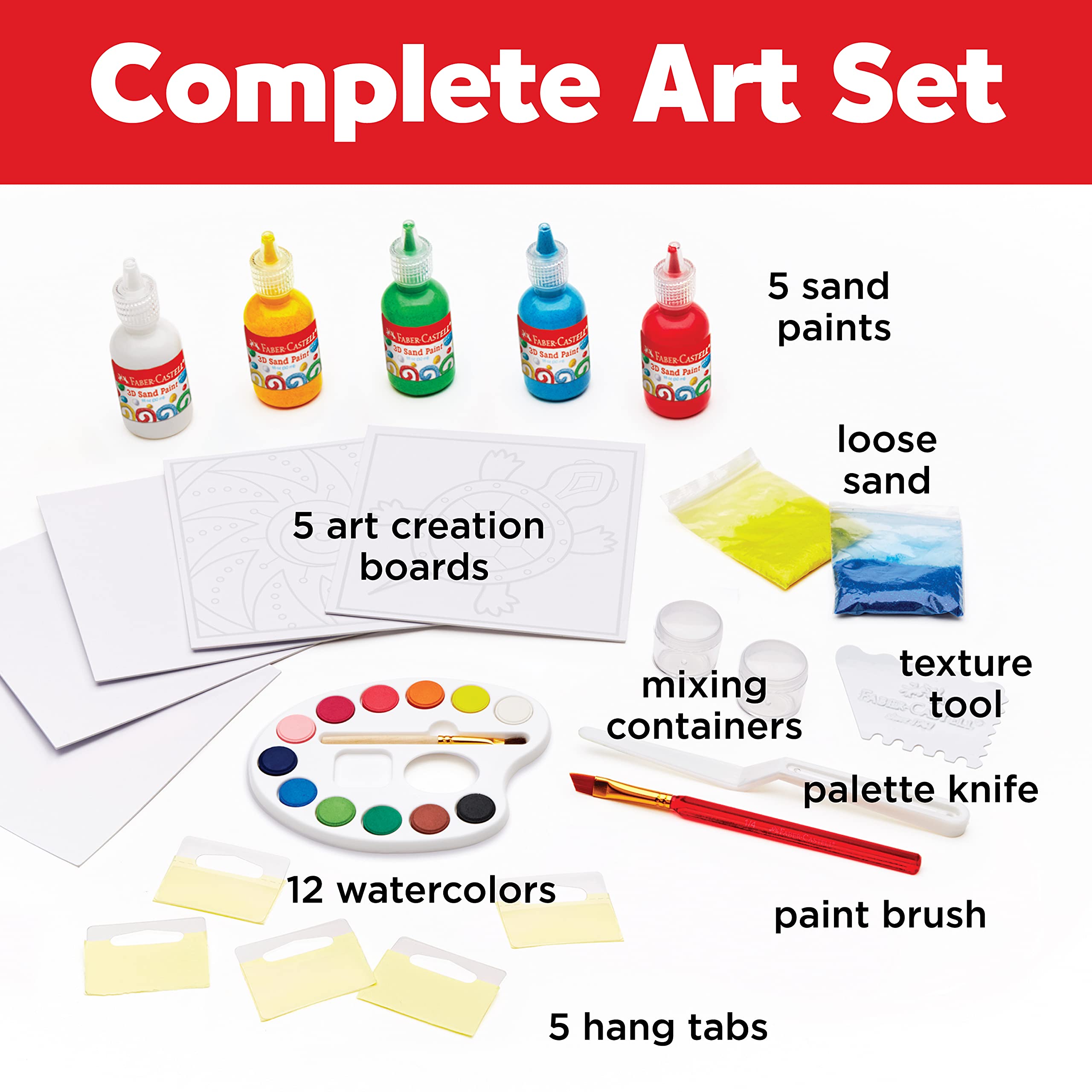 Faber-Castell 3D Sand Painting Kit for Kids: Create 5 Sand Art Pictures, DIY Arts and Crafts for Kids, Art Projects and Gifts for Girls and Boys (Ages 6+) - Image 3