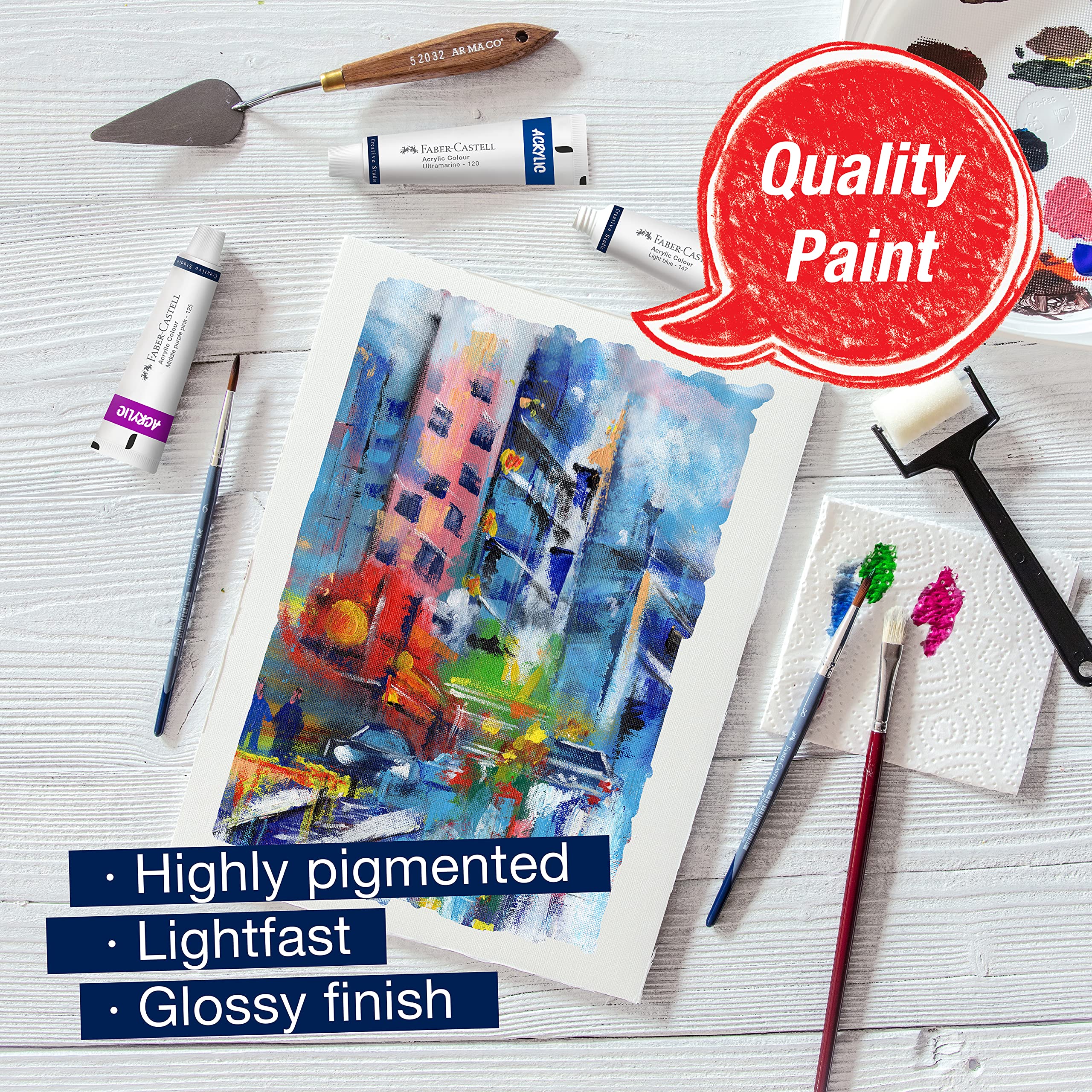 Faber-Castell Acrylic Paint Set - 12 Paint Tube Colors, Acrylic Paint Set for Adults - Image 4