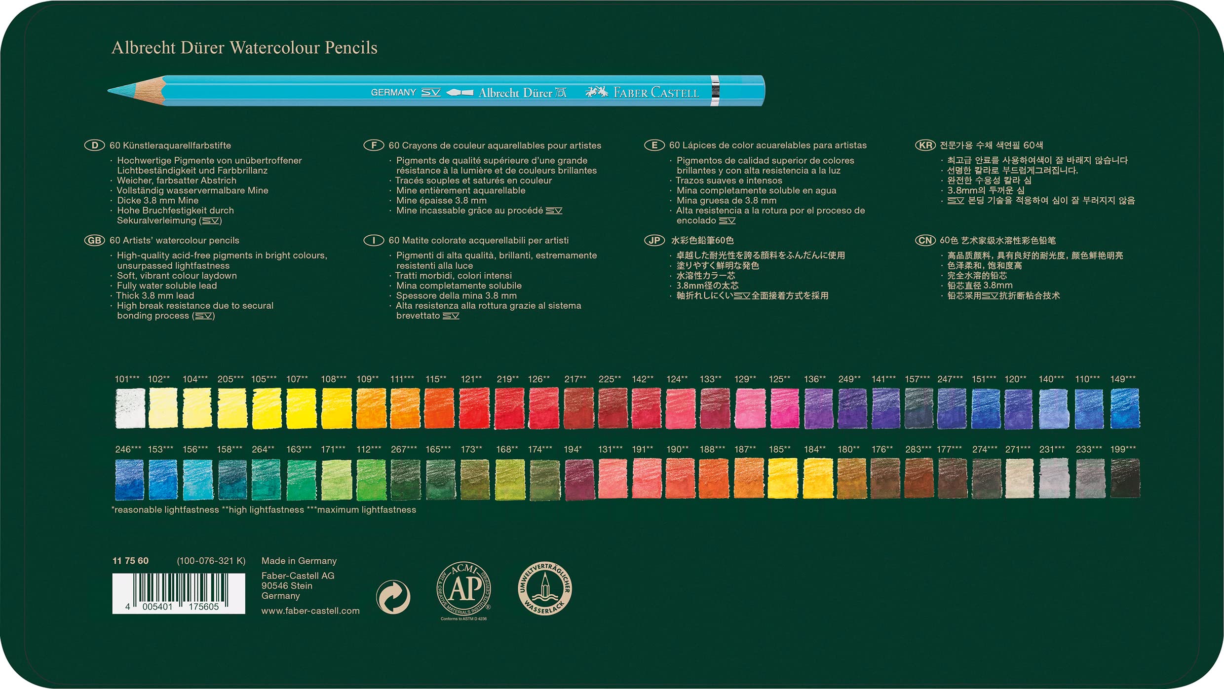 Faber-Castell Albrecht Dürer® Artists' Watercolor Pencils - Tin of 60 - Image 4