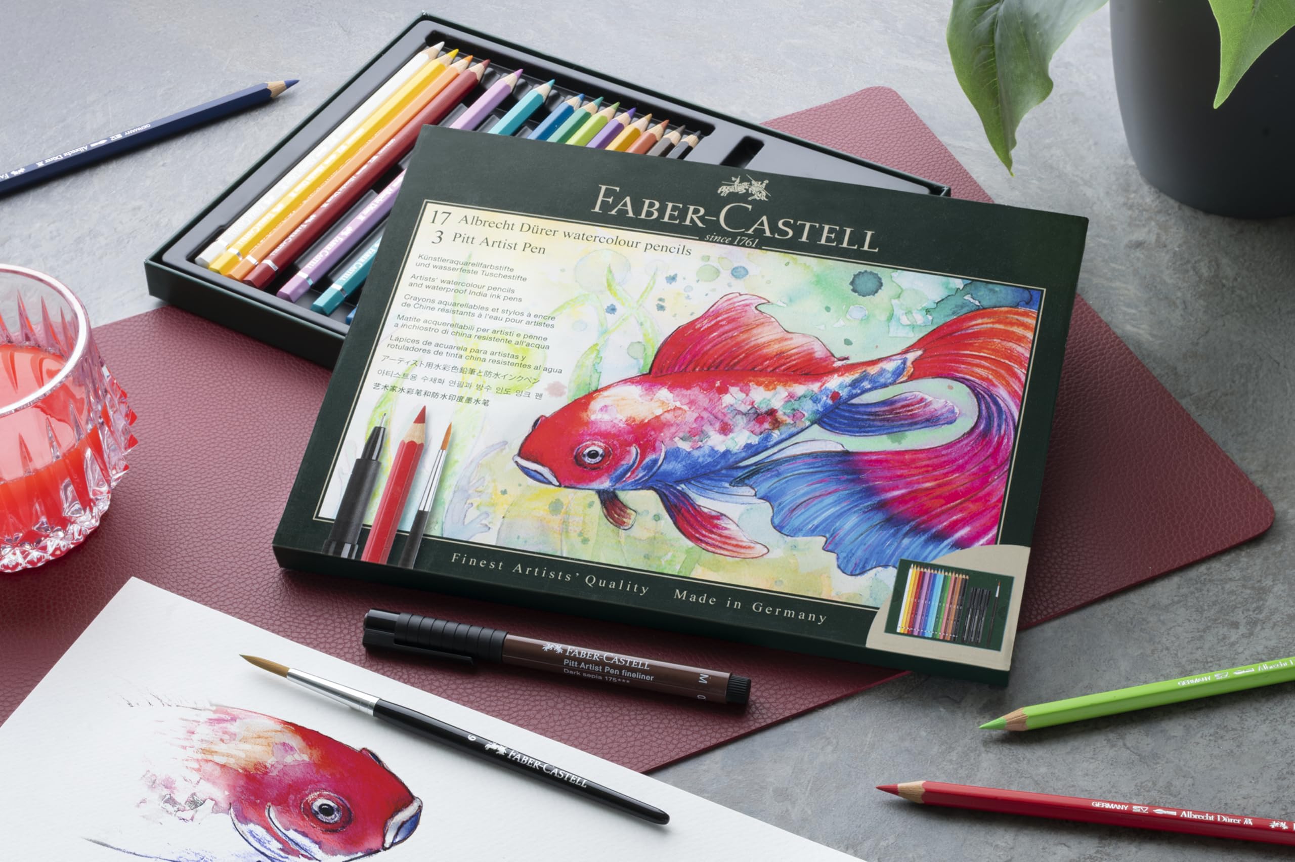 Faber-Castell Albrecht Dürer & Pitt Pen Gift Set, 21 Piece Set, Drawing, Colouring, Paint, Paint Brush, Sketch, Pencils, Pens, School & Office, Artist Supplies. Art Product, Paper Pad, Sketchbook - Image 3