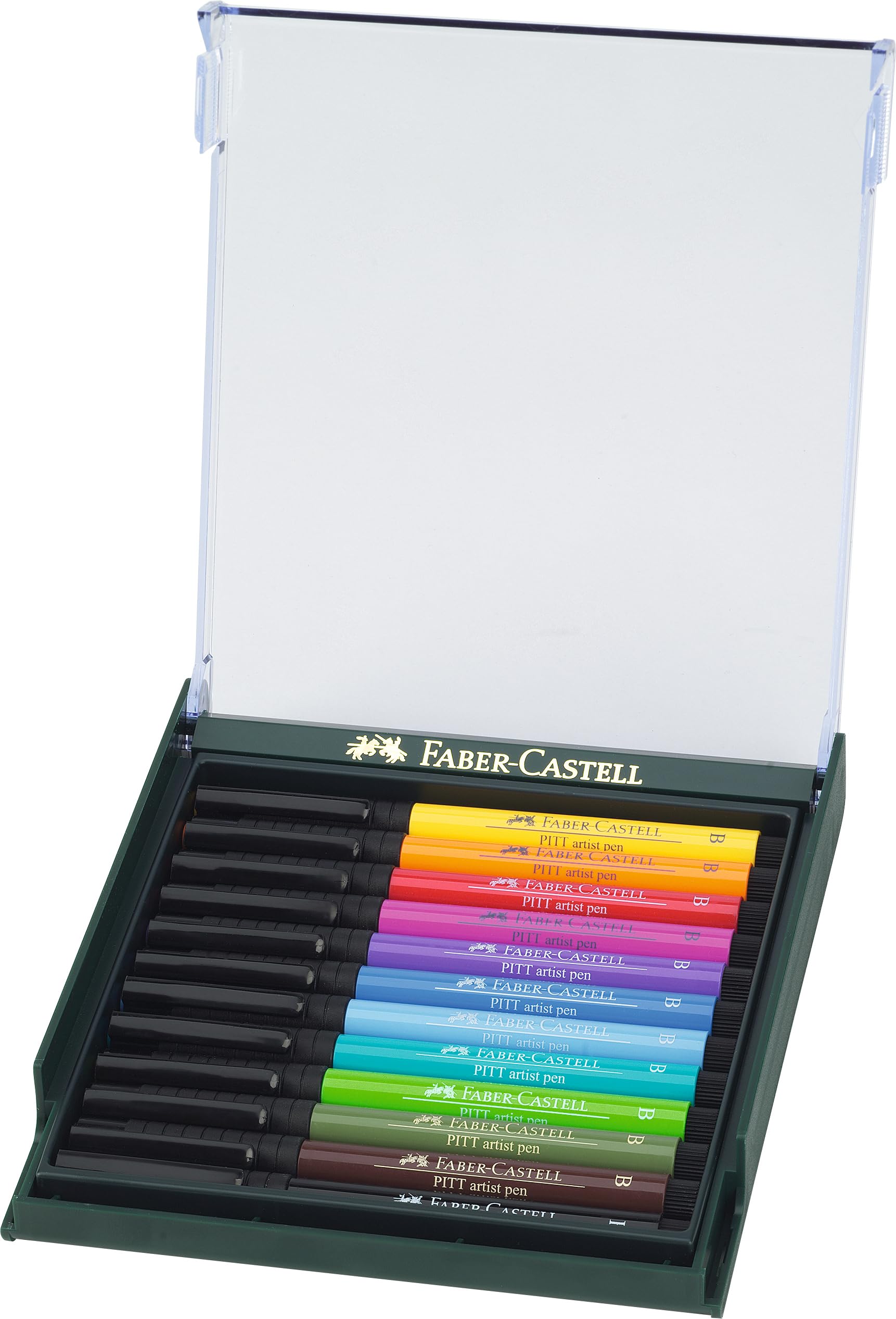 Faber-Castell Art & Graphic Pitt Artist Pen Brush India Ink Pen, Basic Tones, Set Of 12, For Art, Craft, Drawing, Sketching, Home, School, University, Colouring - Image 5