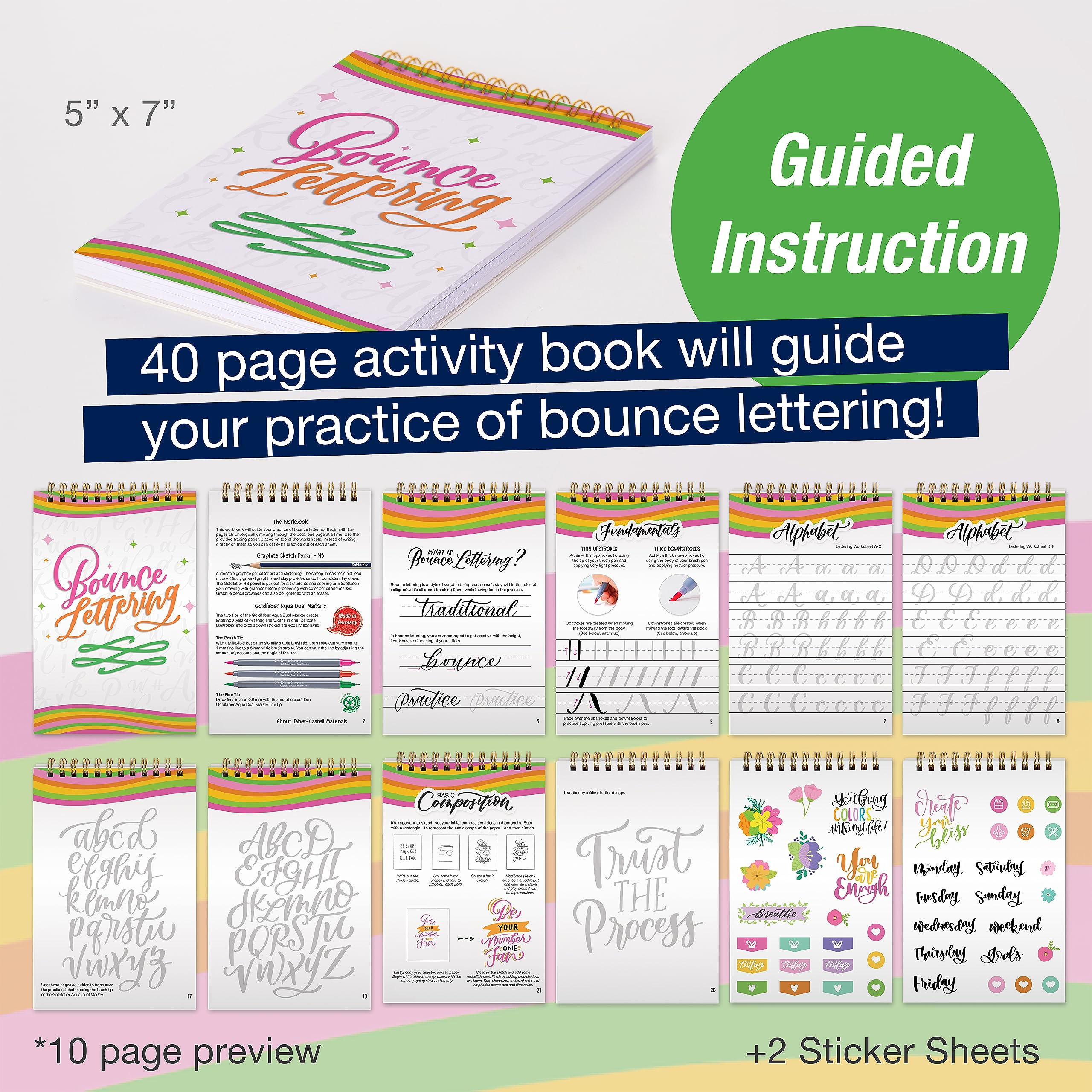 Faber-Castell Bounce Lettering - Hand Lettering for Beginners, DIY Crafts Project with 3 Brush Pens for Lettering - Image 4