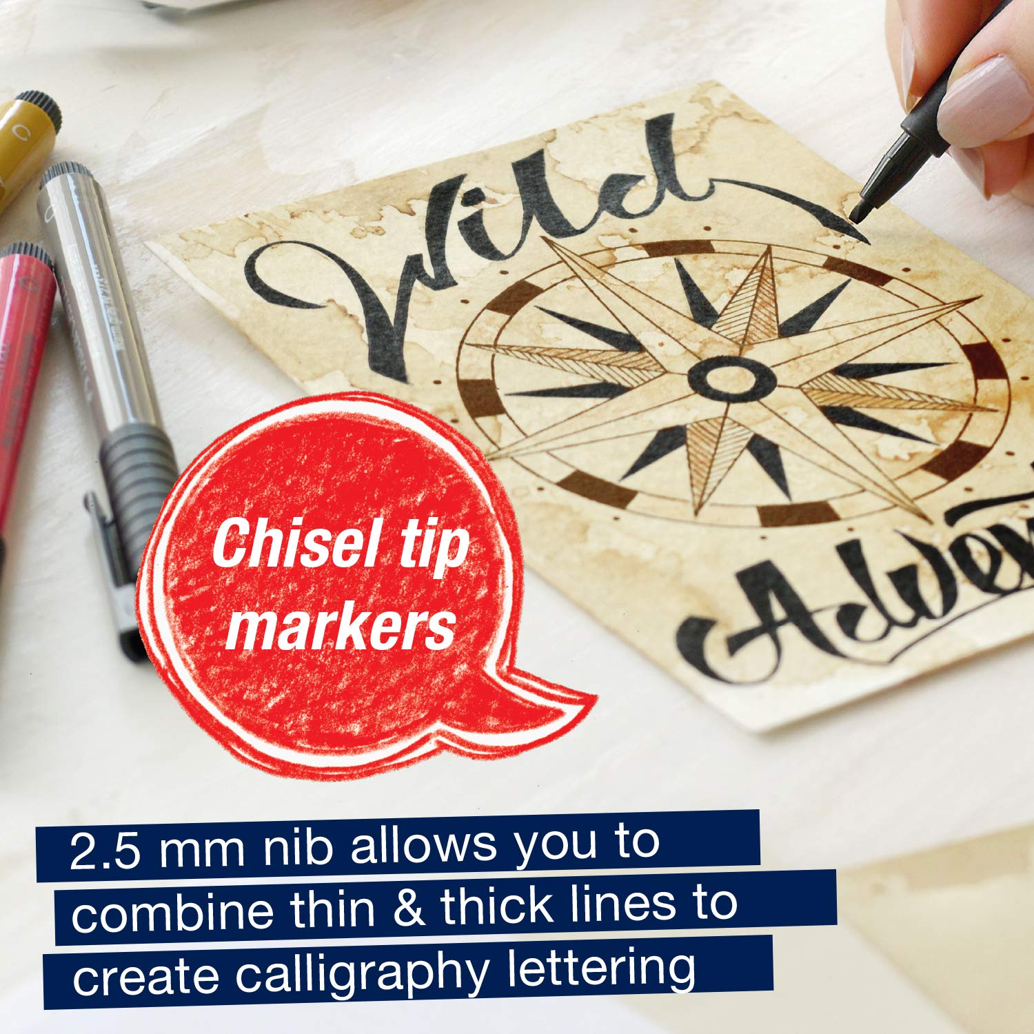 Faber-Castell Calligraphy Pitt Artist Pen Set - 6 Subtle Toned Calligraphy Pens - Image 4