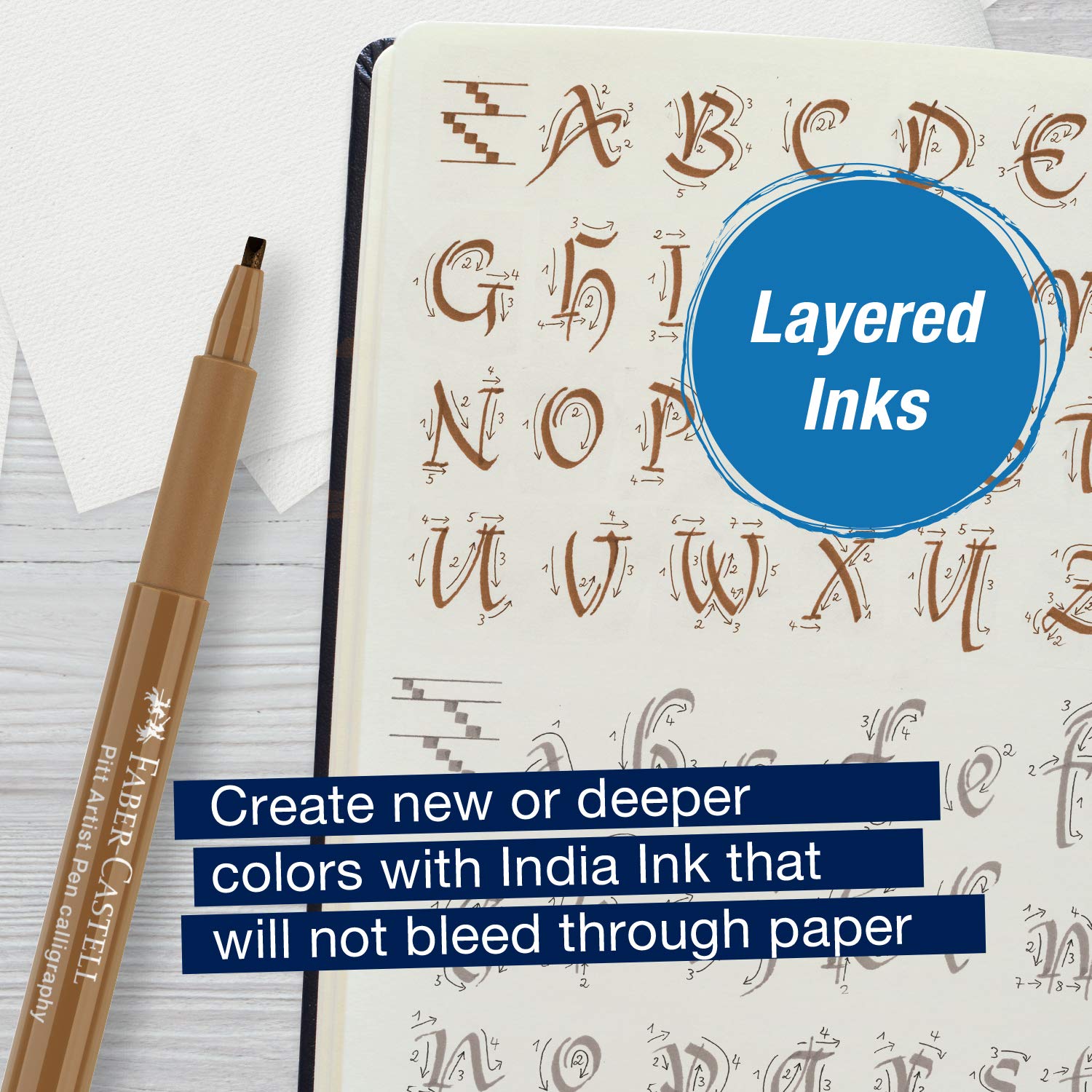 Faber-Castell Calligraphy Pitt Artist Pen Set - 6 Subtle Toned Calligraphy Pens - Image 5