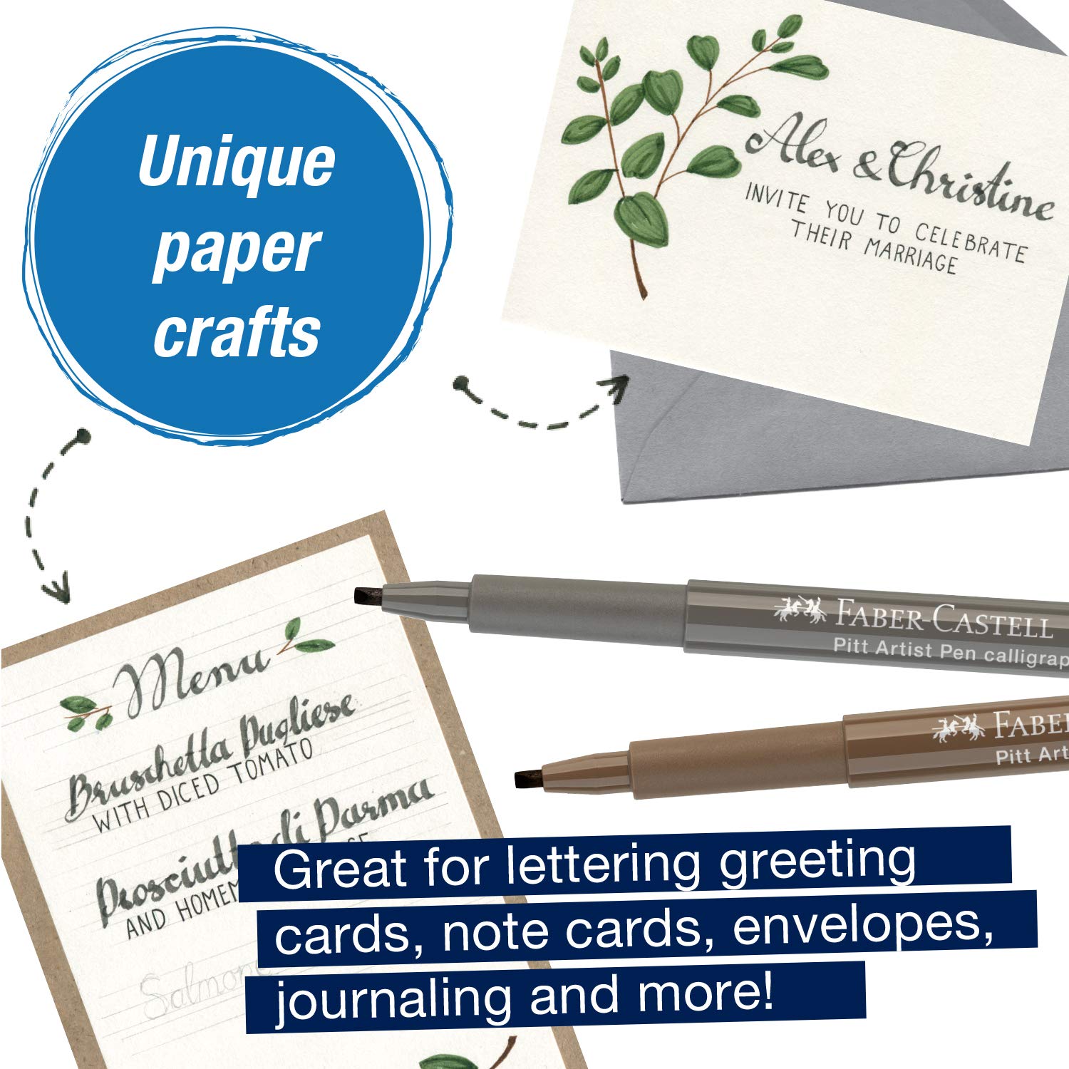 Faber-Castell Calligraphy Pitt Artist Pen Set - 6 Subtle Toned Calligraphy Pens - Image 6