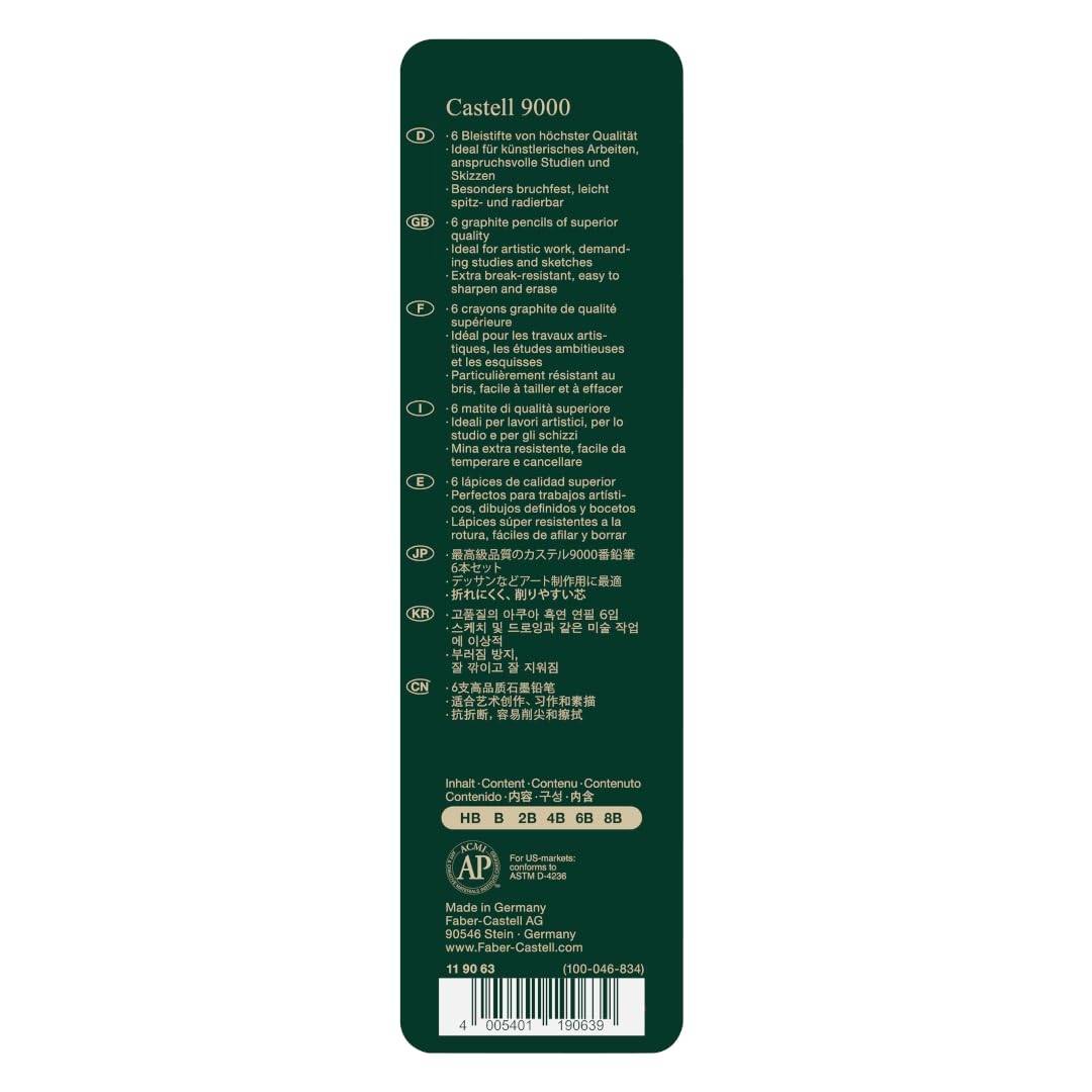 Faber-Castell - Castell 9000 Art Set Pencil (Pack of 6), Green - Image 3
