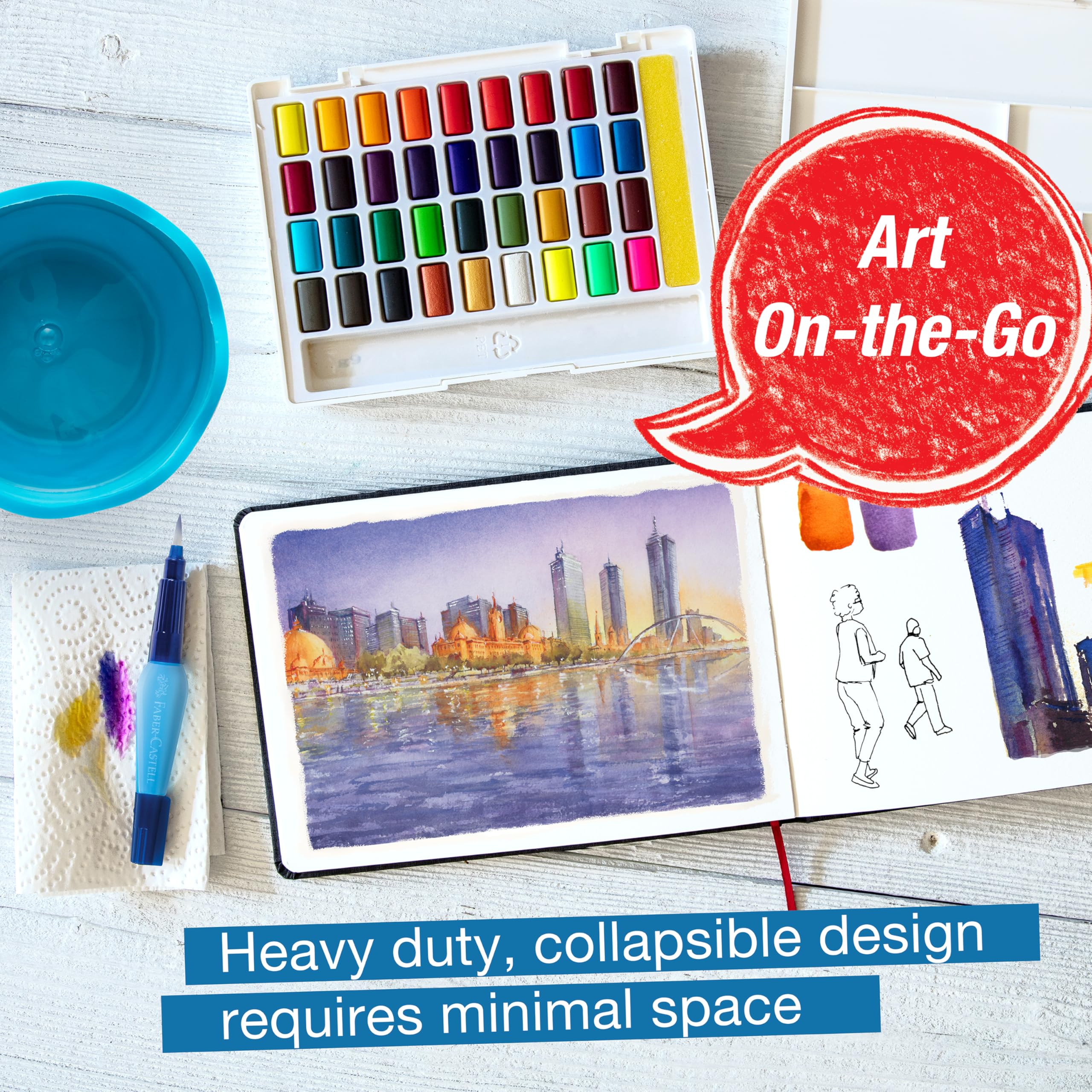 Faber-Castell Collapsible Water Cup - Reusable Artist Water Cup for Watercolor and Paint - Image 7