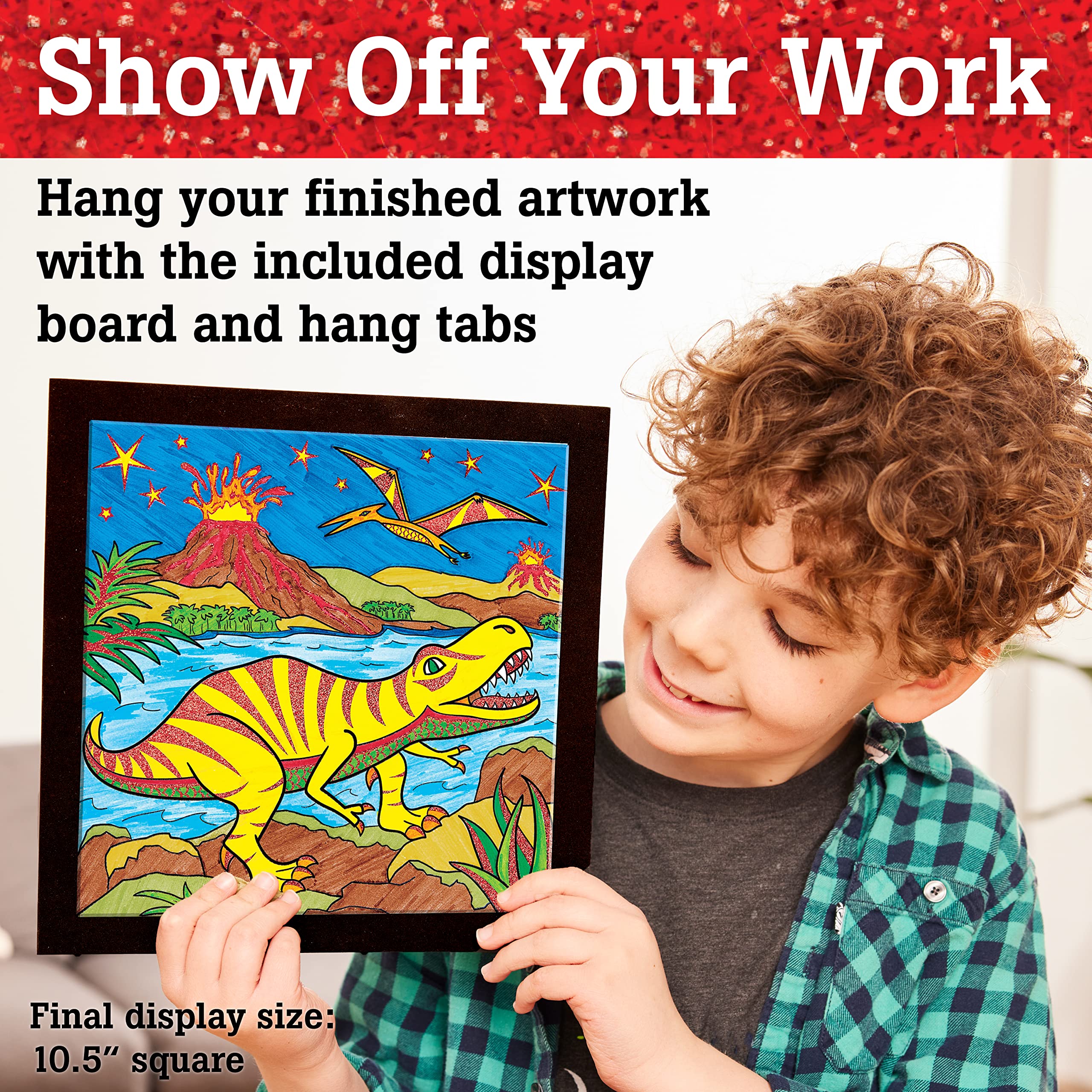 Faber-Castell Color by Number Foil Fun - T-Rex - Color and Display 1 Dinosaur Color by Number Board - Image 8