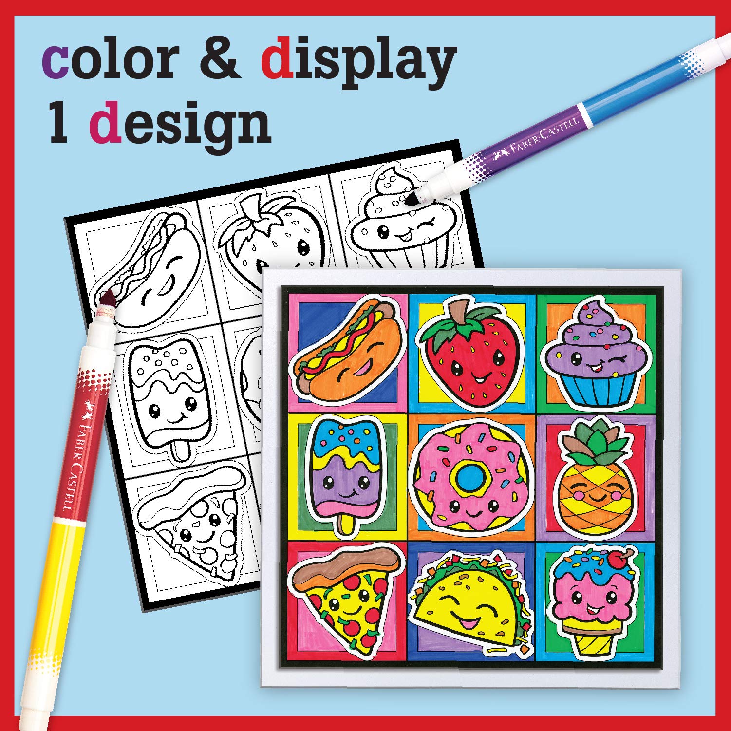 Faber-Castell Color by Number Foodie Friends - Color and Display 1 Color by Number Board - Image 3
