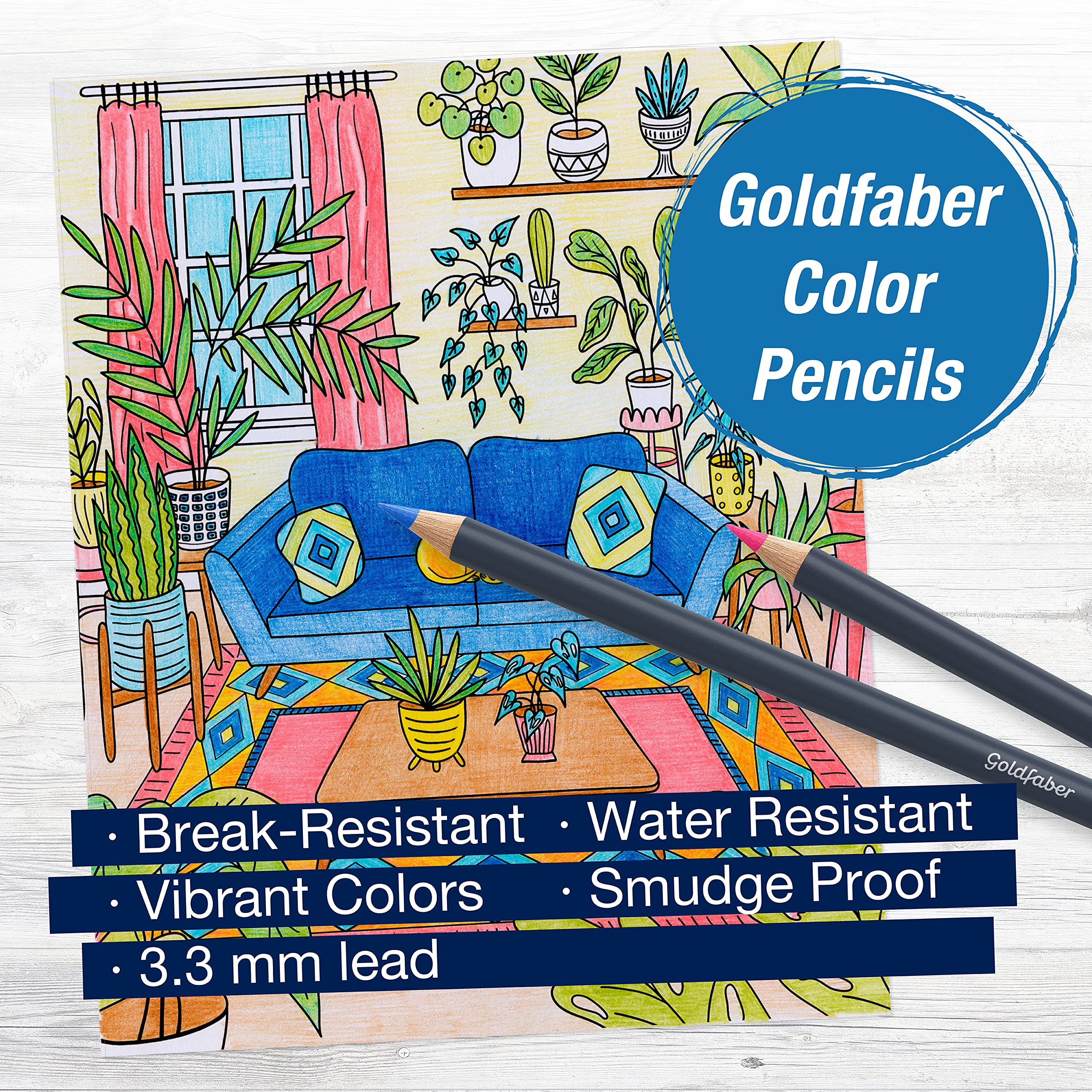 Faber-Castell Color by Number Wall Art: Plant Room - Adult Arts and Crafts, Colored Pencils for Adult Coloring, Color by Number for Adults - Image 3