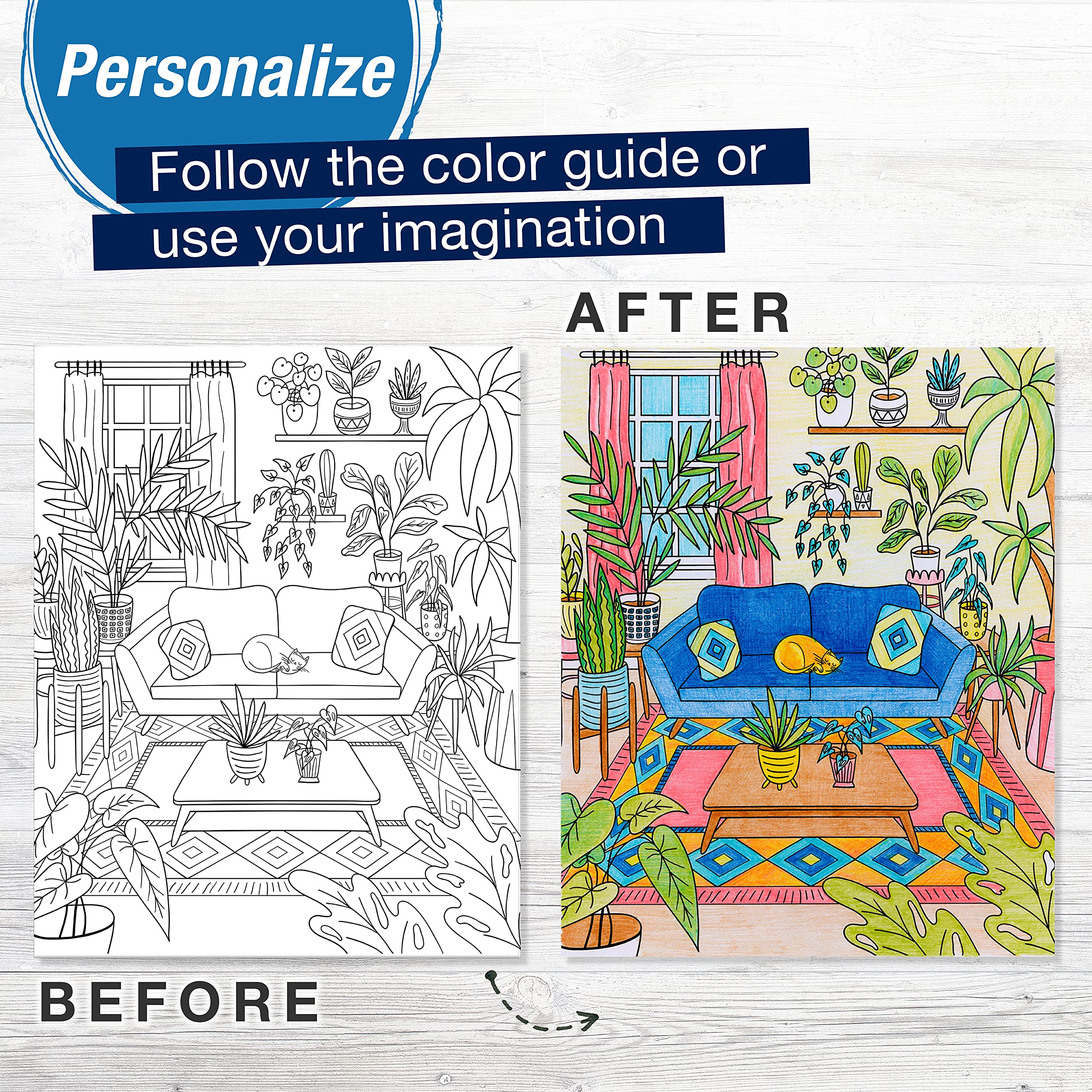 Faber-Castell Color by Number Wall Art: Plant Room - Adult Arts and Crafts, Colored Pencils for Adult Coloring, Color by Number for Adults - Image 5