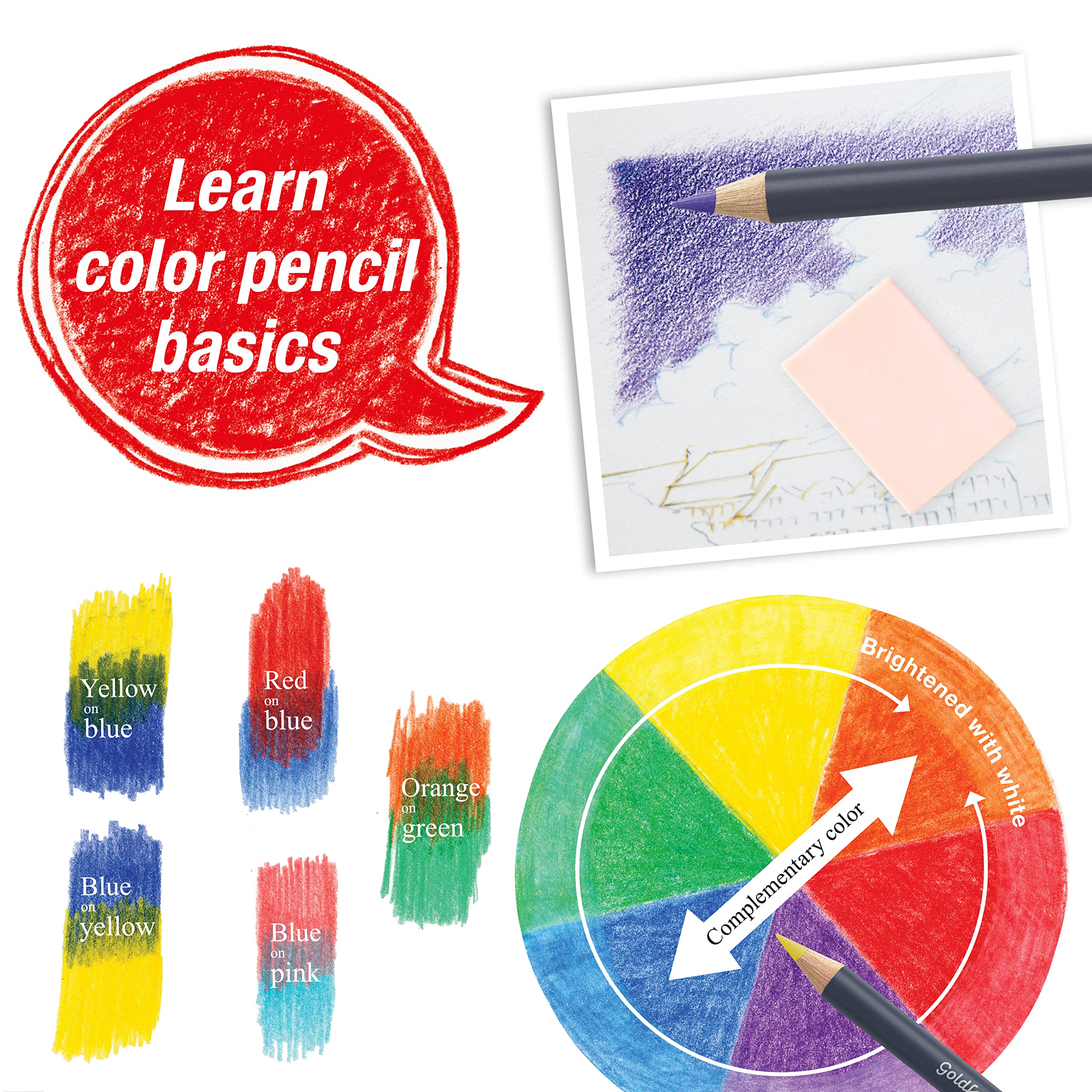 Faber-Castell Colored Pencil Art Set - 6 Coloring Pencils and 5 Drawing Tools, Art Set for Adults - Image 7