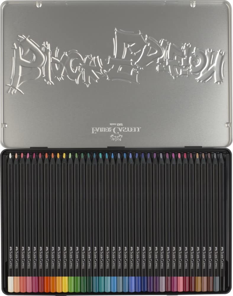 Faber-Castell Colouring Pencils Black Edition, tin of 36 tin of 12 - Image 9