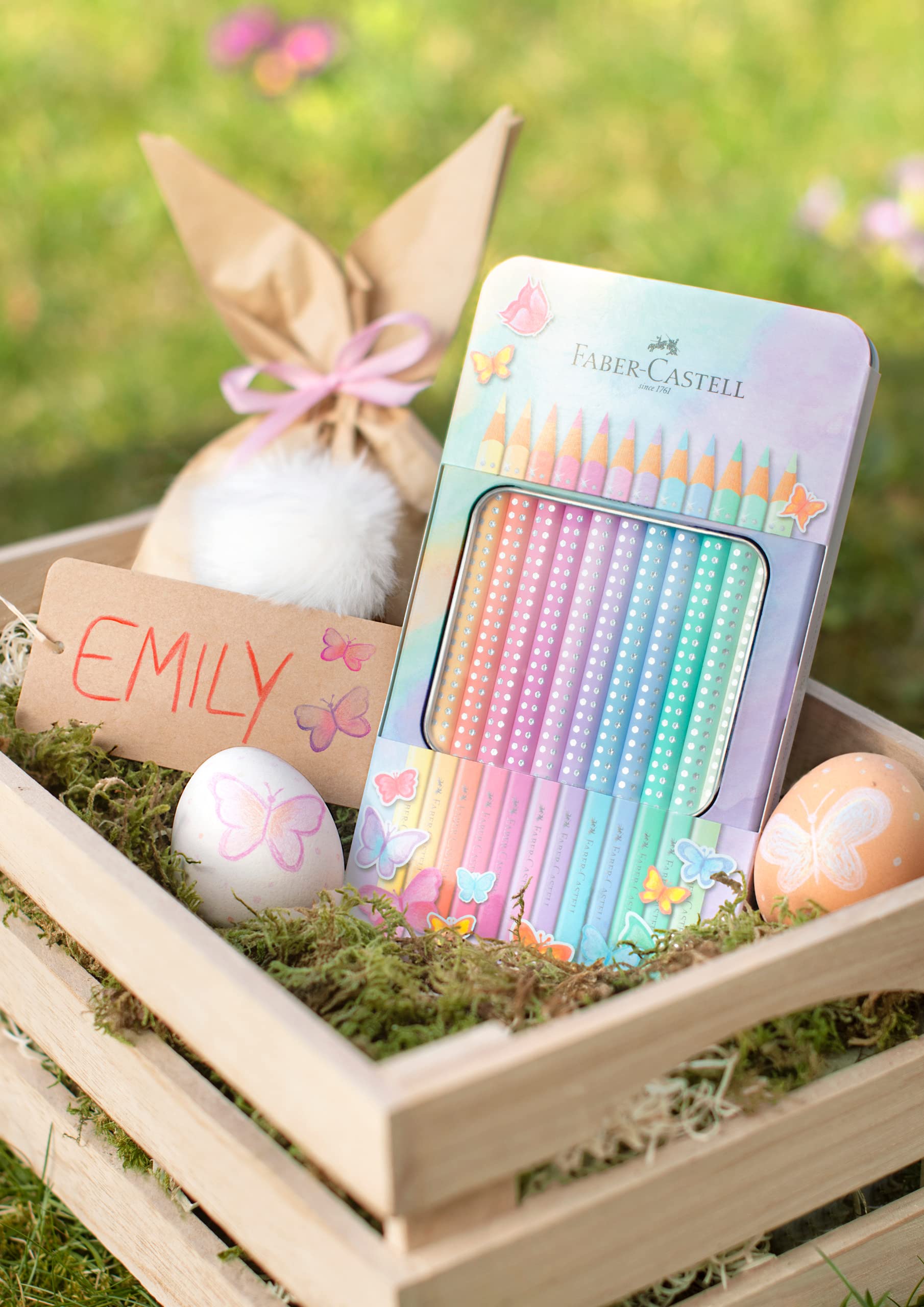 Faber-Castell Colouring Pencils Sparkle Pastel Pack of 12 Metal Case tin of 12 - Image 6