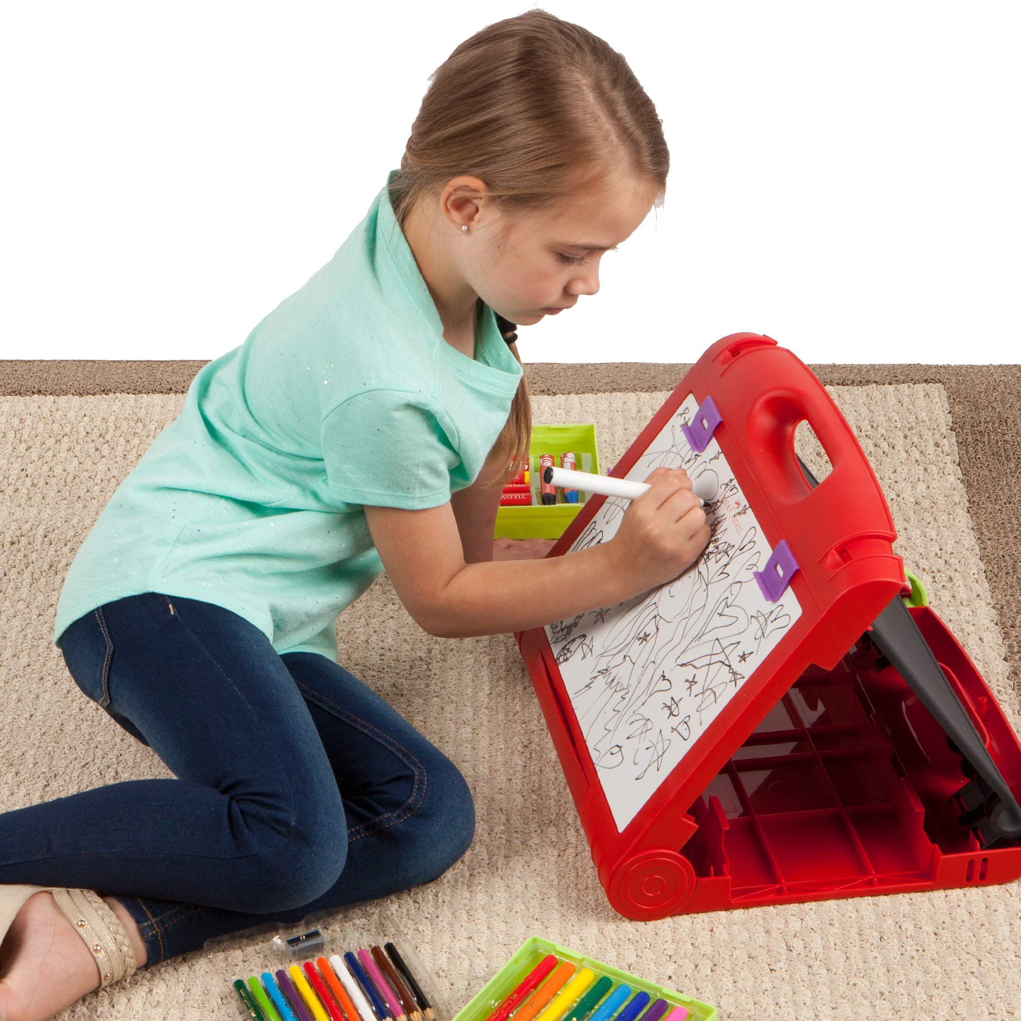 Faber-Castell Do-Art 3-in-1 Travel Easel - 30 Piece Tabletop Easel for Kids with Art Supplies, Multicolor - Image 6