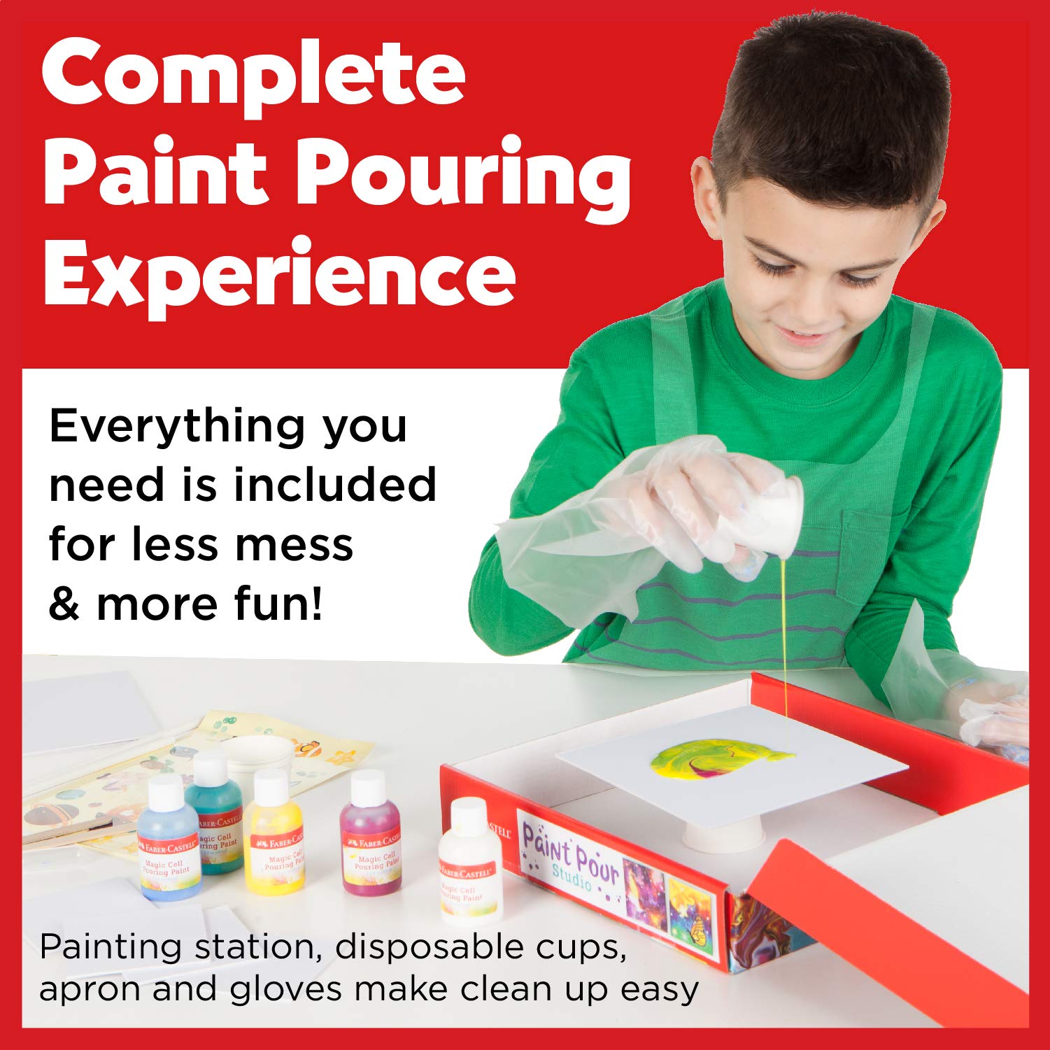Faber-Castell Do Art Paint Pour Studio - No Mix Acrylic Paint Pouring Set for Kids - Makes 6 Fluid Art Projects, Multi (FC14342) - Image 3