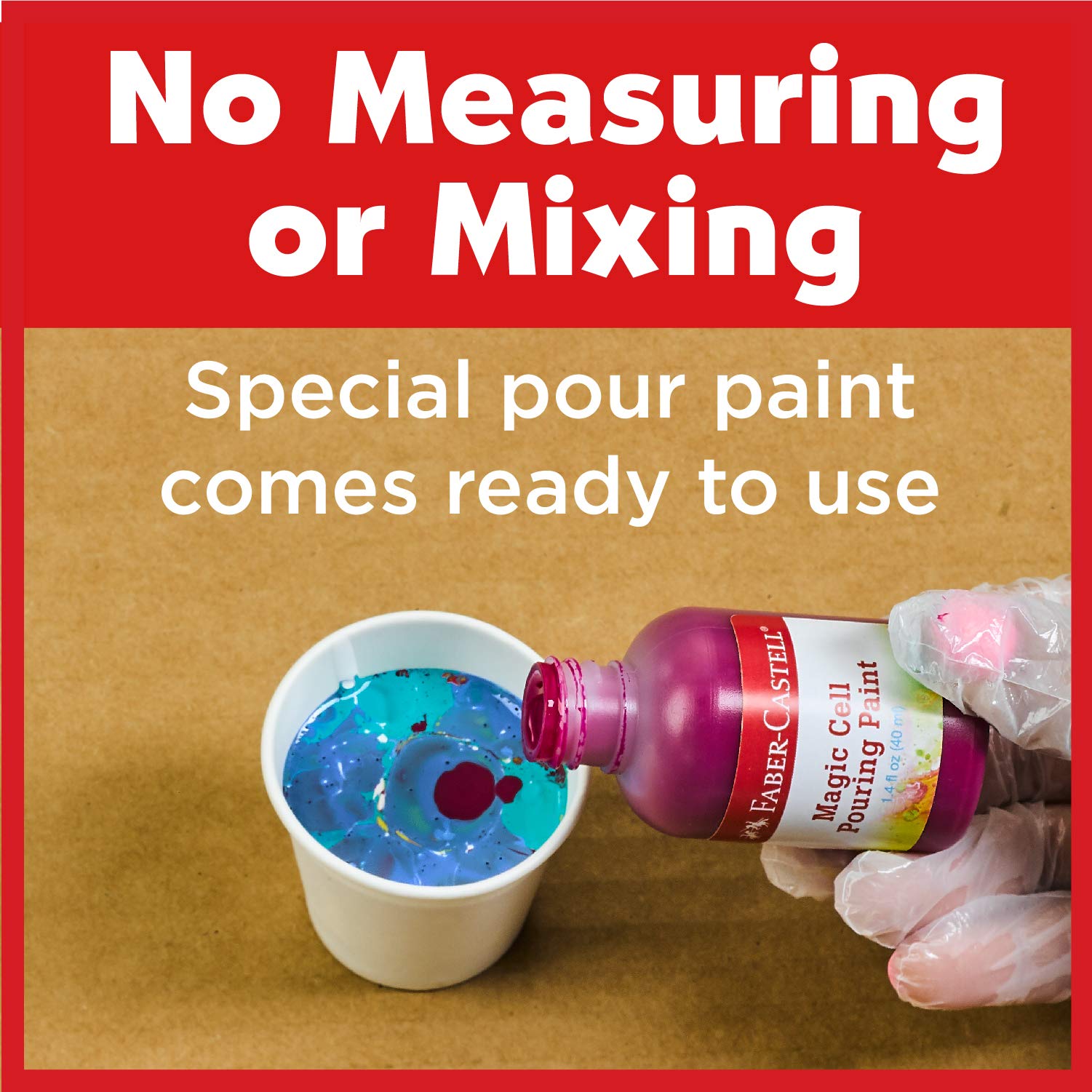 Faber-Castell Do Art Paint Pour Studio - No Mix Acrylic Paint Pouring Set for Kids - Makes 6 Fluid Art Projects, Multi (FC14342) - Image 4