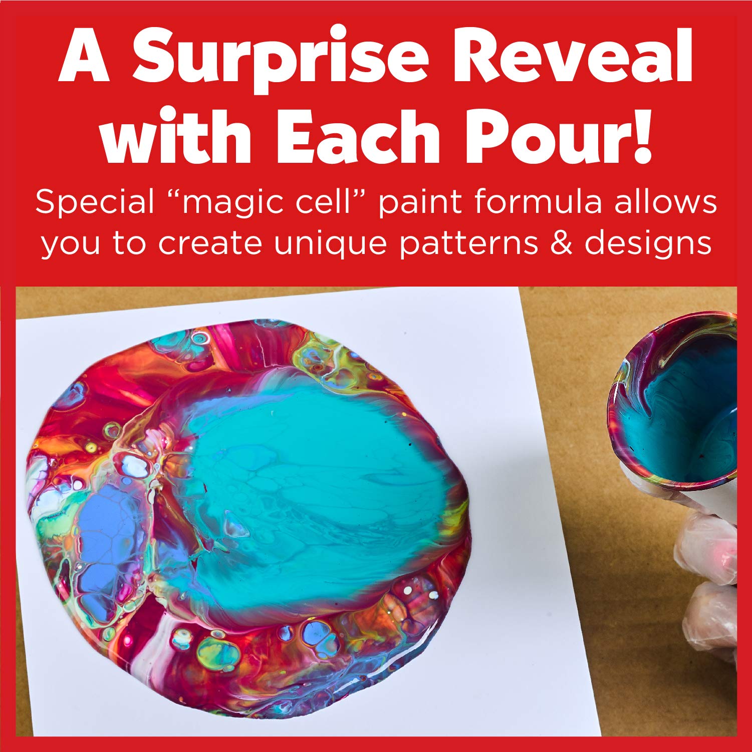 Faber-Castell Do Art Paint Pour Studio - No Mix Acrylic Paint Pouring Set for Kids - Makes 6 Fluid Art Projects, Multi (FC14342) - Image 5