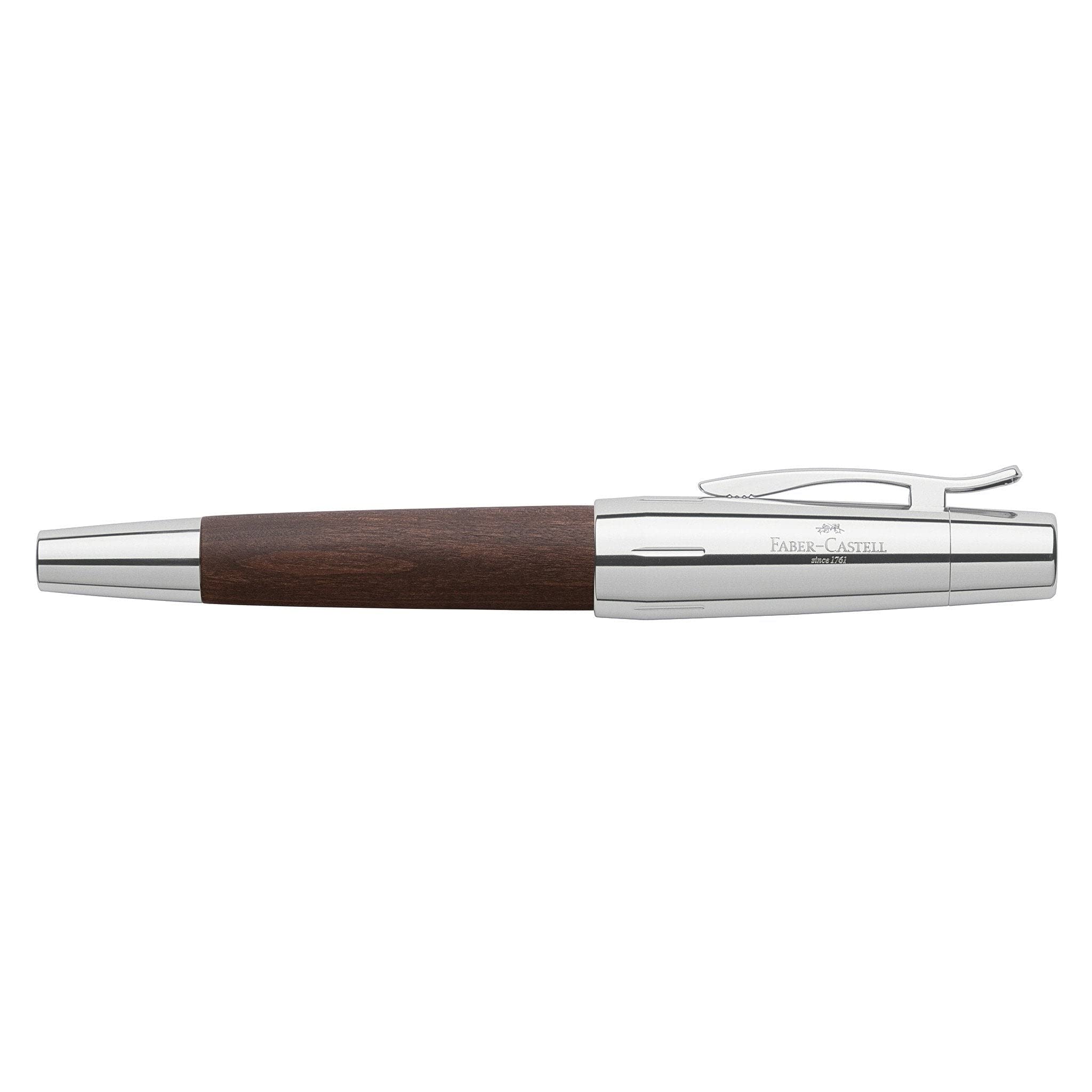 Faber-Castell e-motion Fountain Pen, Wood and Chrome Dark Brown - Medium - Image 3
