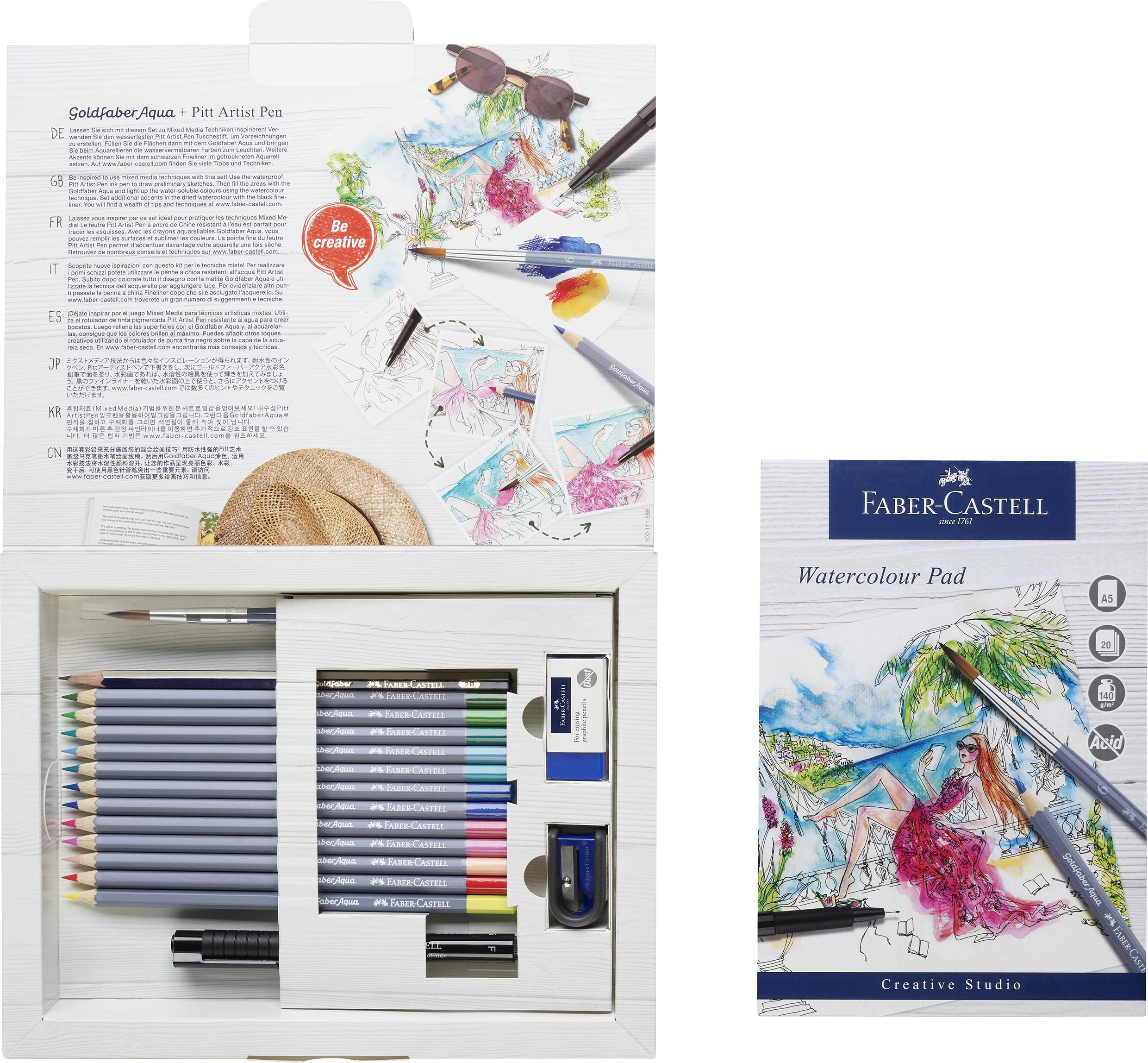 Faber-Castell Goldfaber Aqua Watercolor Gift Set - Watercolor Pencils for Adults, Includes Watercolor Paper and Accessories - Image 3