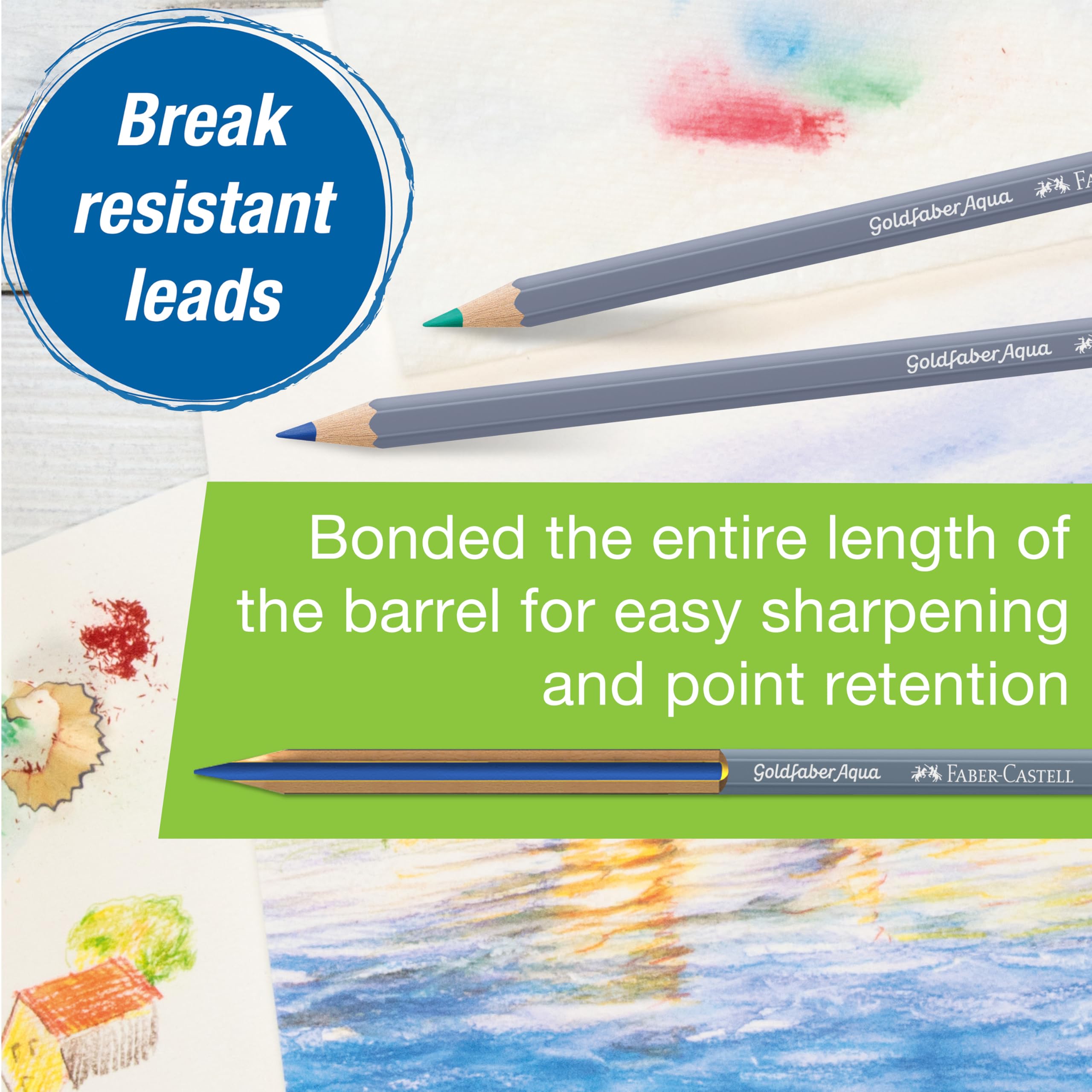 Faber-Castell Goldfaber Aqua Watercolor Pencils: 24 Count, Water-Soluble Colored Pencils for Drawing & Painting, Coloring Pencils & Art Supplies for Adults & Hobbyists - Image 4