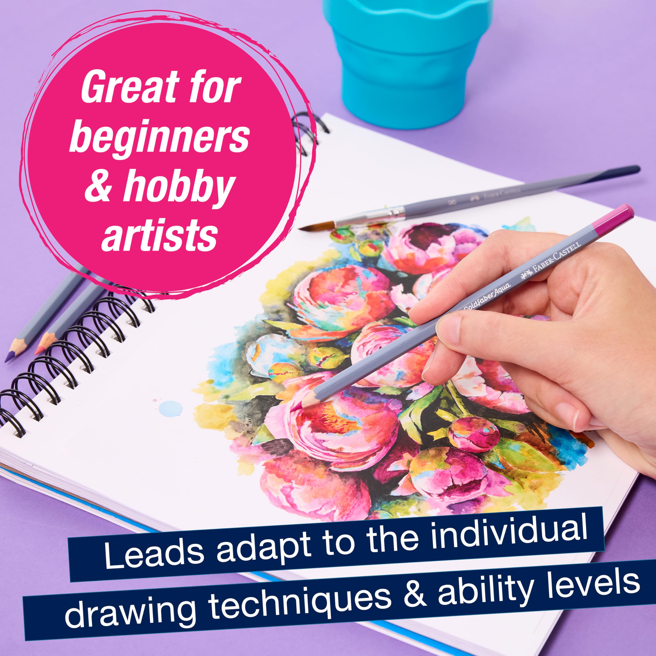 Faber-Castell Goldfaber Aqua Watercolor Pencils: 24 Count, Water-Soluble Colored Pencils for Drawing & Painting, Coloring Pencils & Art Supplies for Adults & Hobbyists - Image 5