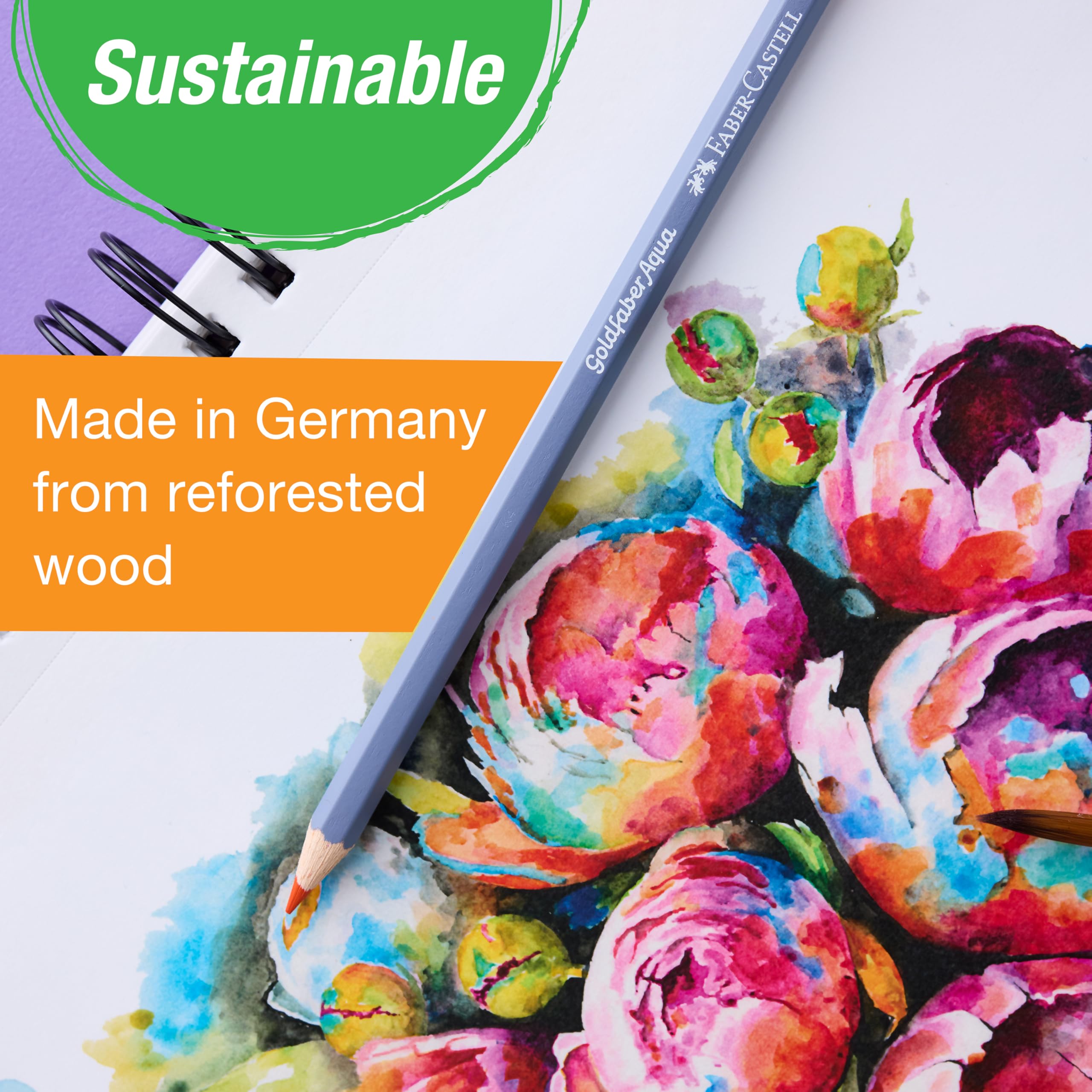 Faber-Castell Goldfaber Aqua Watercolor Pencils: 24 Count, Water-Soluble Colored Pencils for Drawing & Painting, Coloring Pencils & Art Supplies for Adults & Hobbyists - Image 6