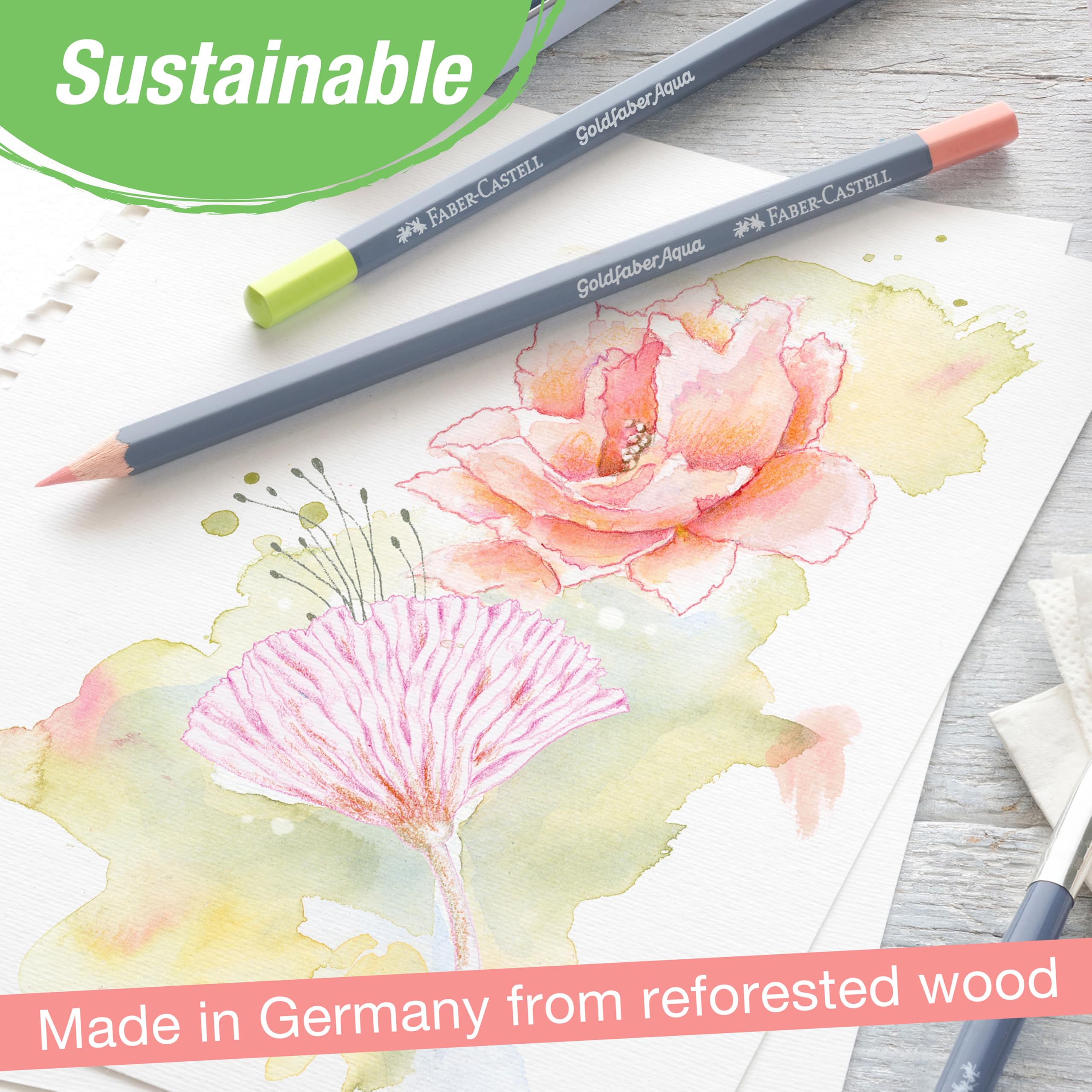 Faber-Castell Goldfaber Aqua Watercolor Pencils: Pastel Tones - 12 Count | Water-Soluble Pastel Pencils for Drawing & Painting, Art Supplies for Artists & Hobbyists - Image 6