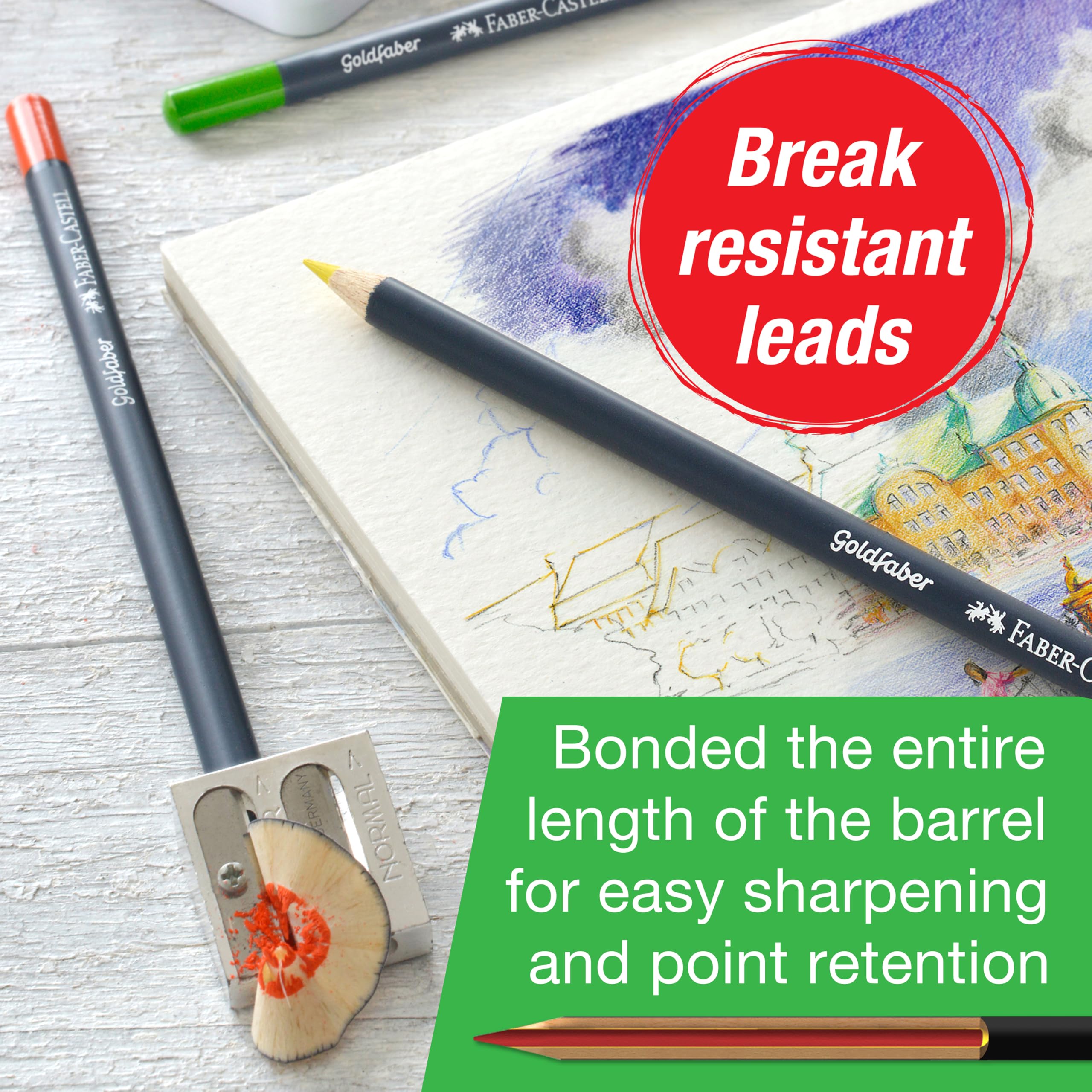 Faber-Castell Goldfaber Color Pencils: Professional Colored Pencils with Smooth Laydown, Rich Pigment, Break-Resistant Cores, Great for Beginners, Teens & Adult Coloring (12 Count) - Image 5