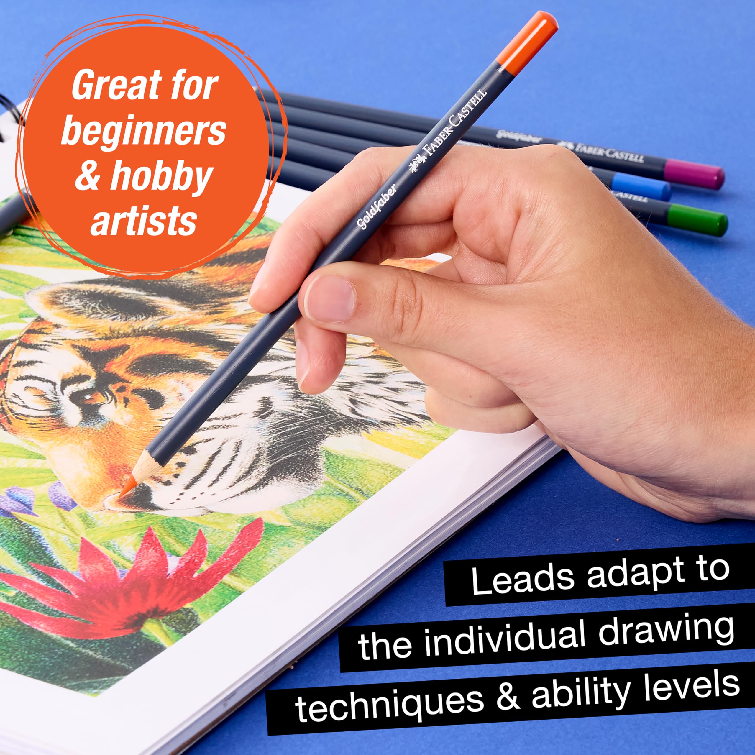 Faber-Castell Goldfaber Color Pencils: Professional Colored Pencils with Smooth Laydown, Rich Pigment, Break-Resistant Cores, Great for Beginners, Hobbyists & Adult Coloring (24 Count) - Image 7