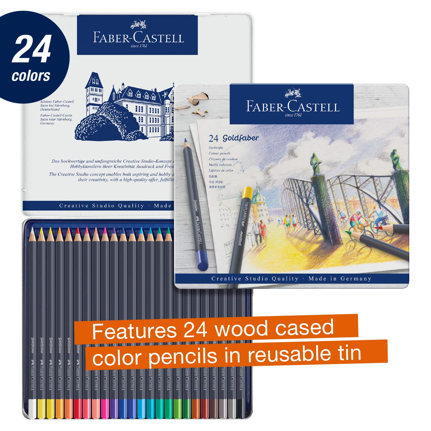 Faber-Castell Goldfaber Color Pencils Tin Set, 24ct. - Image 8