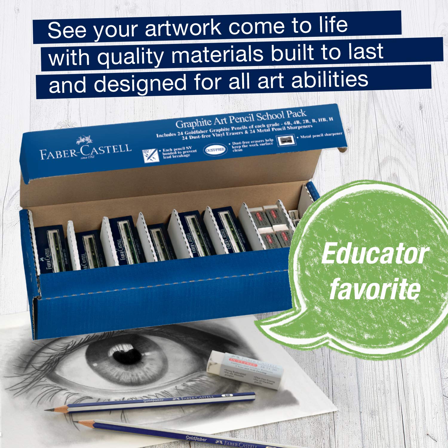 Faber-Castell Goldfaber Sketching Pencil Set - School Pack, Set of 144 - Image 6