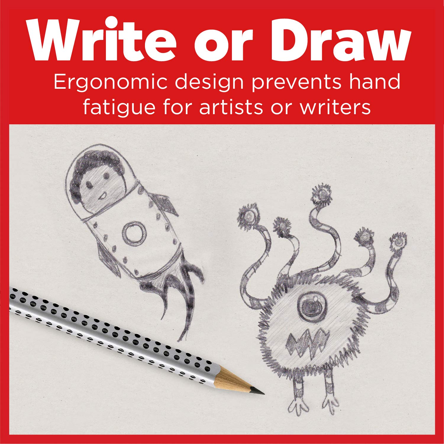 Faber-Castell Grip Graphite Pencil Set with Erasers – No. 2 Jumbo Break-Resistant Pencil Set for Kids, 12mm Barrel, Art School Supplies for Kids (2 Count) - Image 3