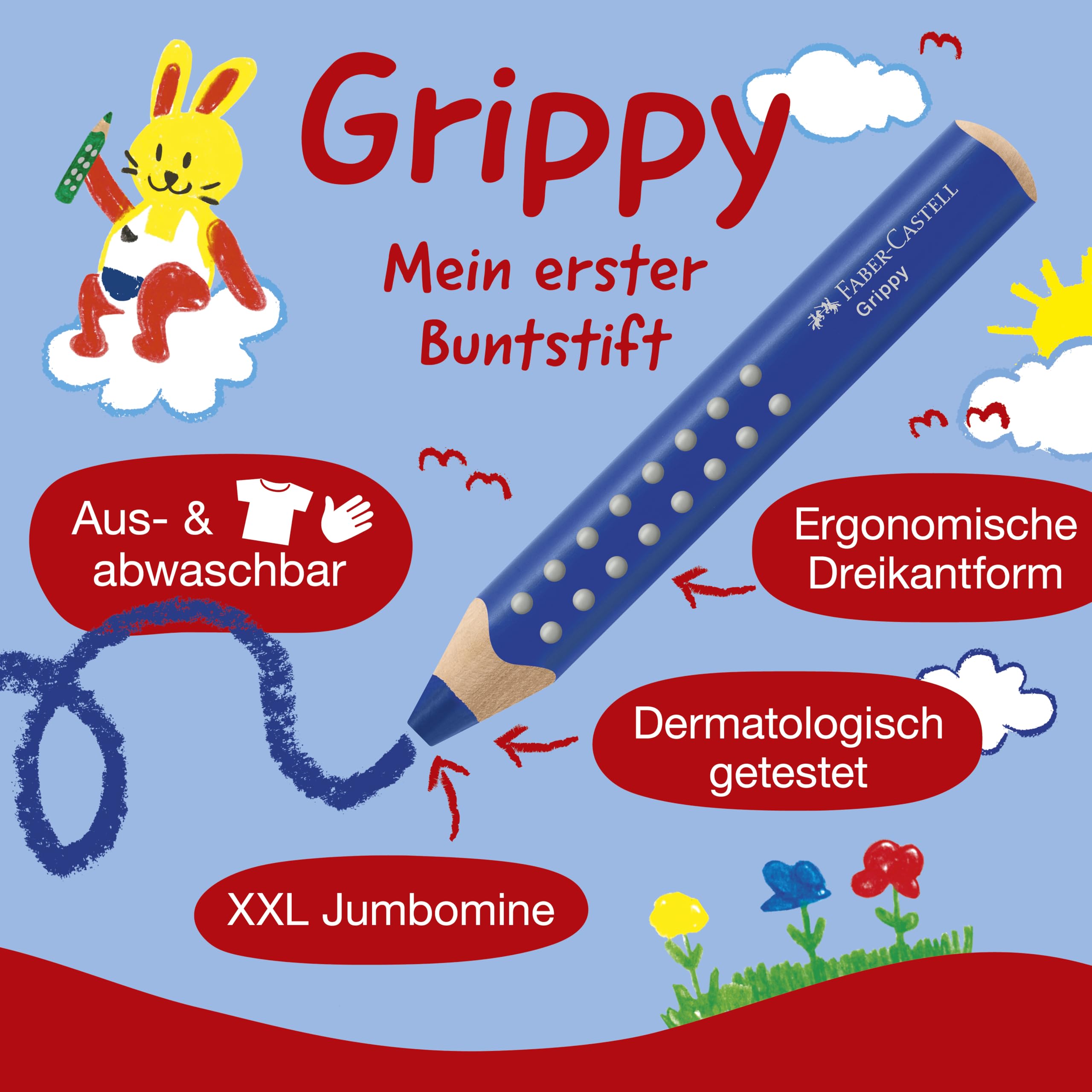 Faber-Castell Grippy 181793 Sharpener with Cutting Protection, Blue Sharpener with Container - Image 4