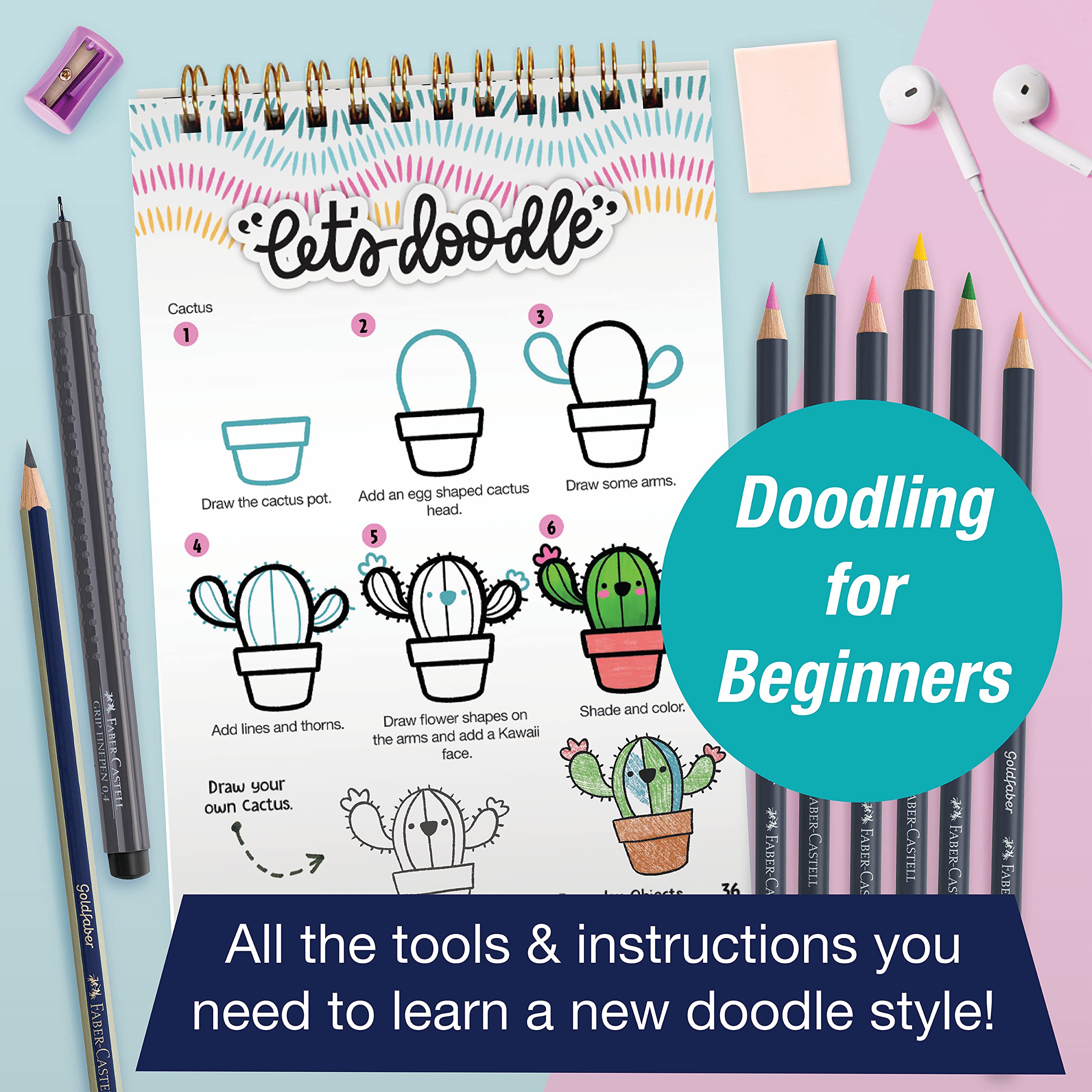 Faber-Castell Kawaii World - Learn to Draw Kawaii Drawing Book, How to Draw Cute Doodles, Arts and Crafts for Teens and Adult Beginners - Image 5