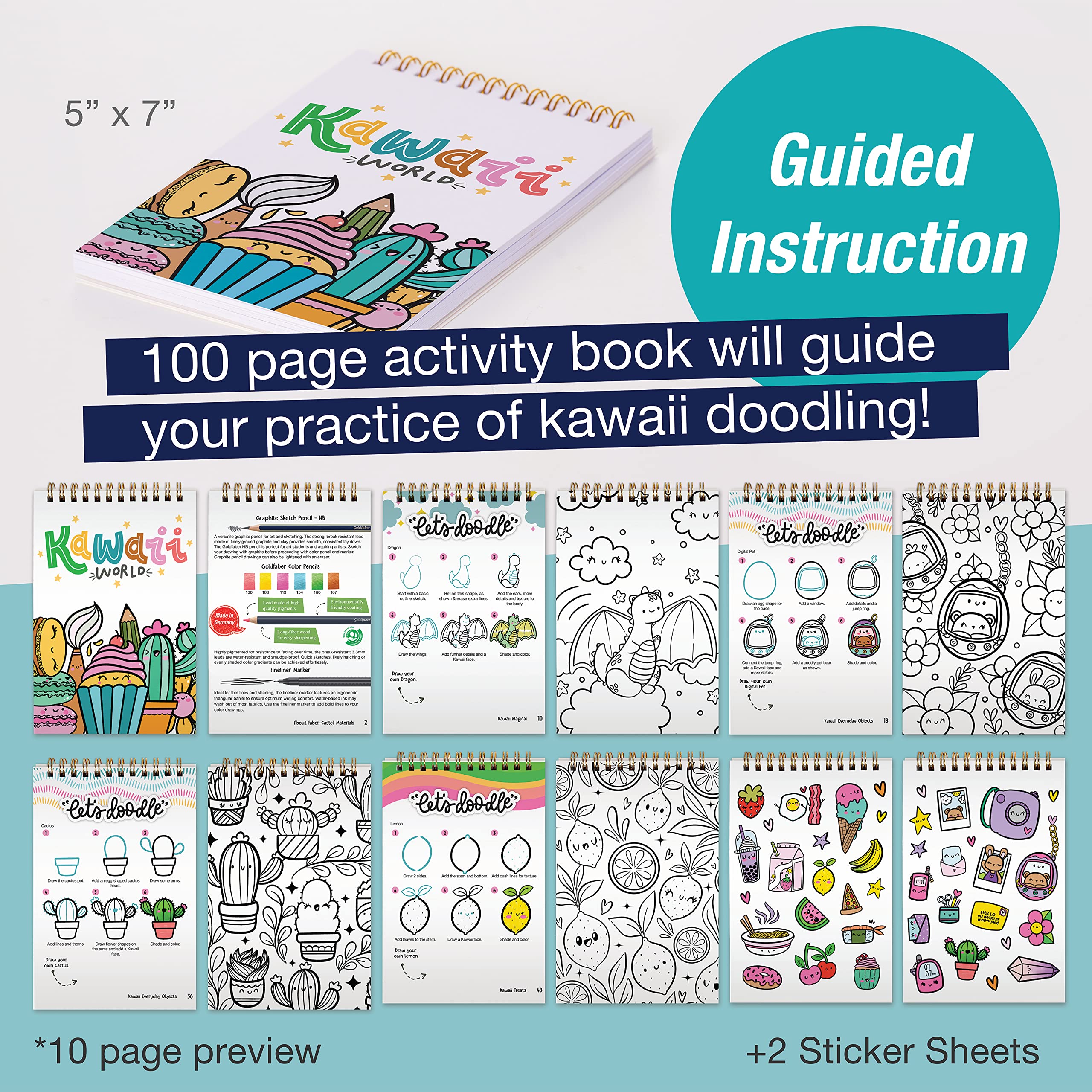 Faber-Castell Kawaii World - Learn to Draw Kawaii Drawing Book, How to Draw Cute Doodles, Arts and Crafts for Teens and Adult Beginners - Image 6