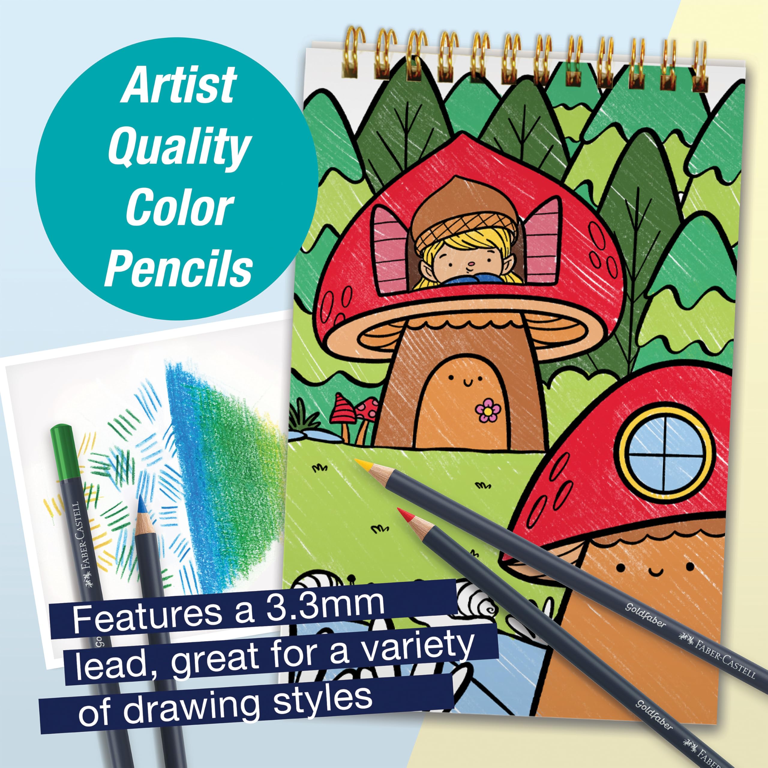Faber-Castell Learn to Draw Enchanted Forest: Step-by-Step Drawing Kit with 100+ Activities, Goldfaber Colored Pencils, Stickers & More | Screen-Free Art Gift for Kids, Tweens & Beginners (Ages 8+) - Image 5
