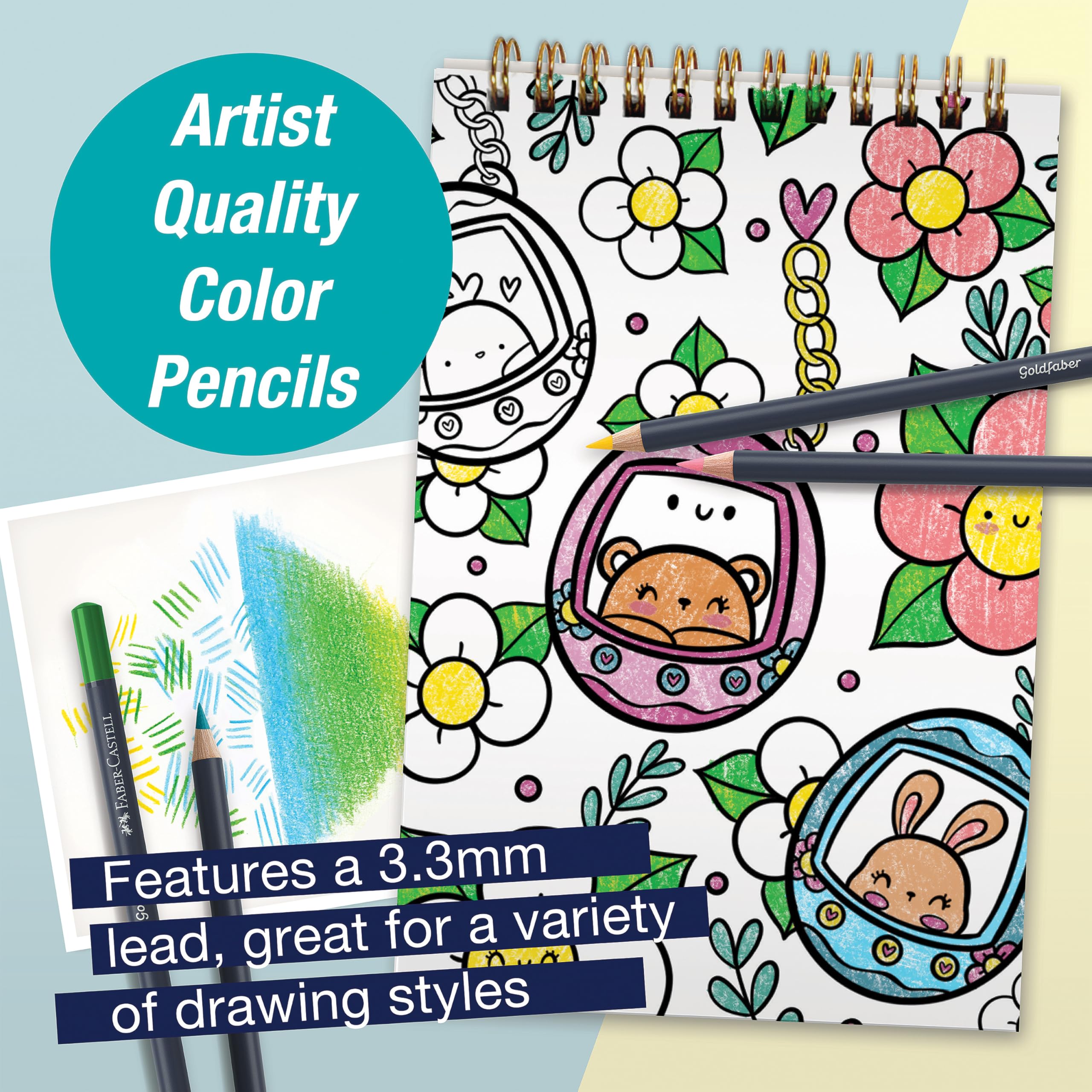 Faber-Castell Learn to Draw Kawaii World: Drawing Kit with Goldfaber Colored Pencils, 100+ Activities, Stickers & Supplies, Screen-Free Art Gift for Kids, Tweens & Beginners (Ages 8+) - Image 4