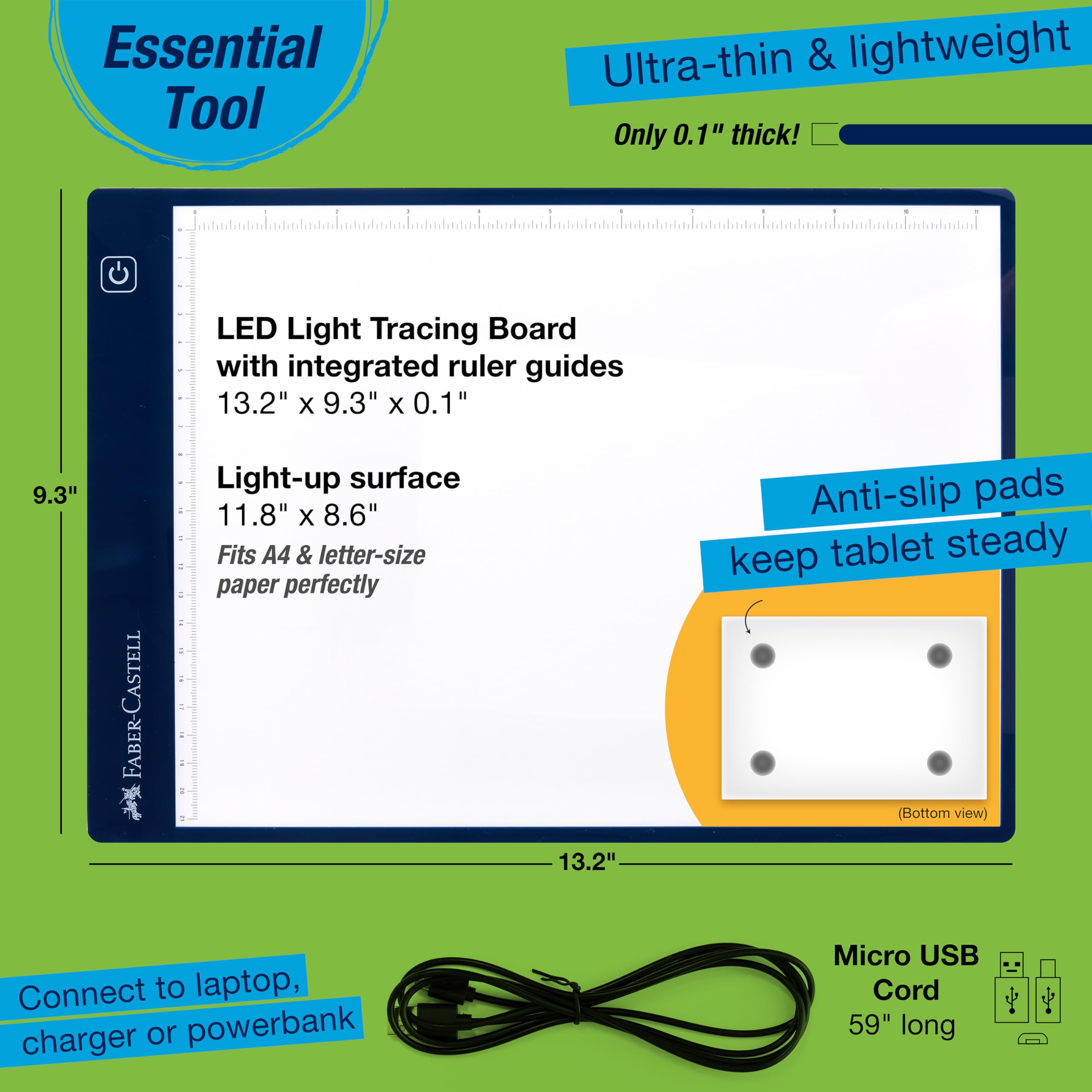 Faber-Castell LED Light Tracing Board: Adjustable Light Up Drawing Board, LED Drawing Pad, Tracing Light Box, Light Pad & Board for Artists, Hobbyists & Adults - Image 3