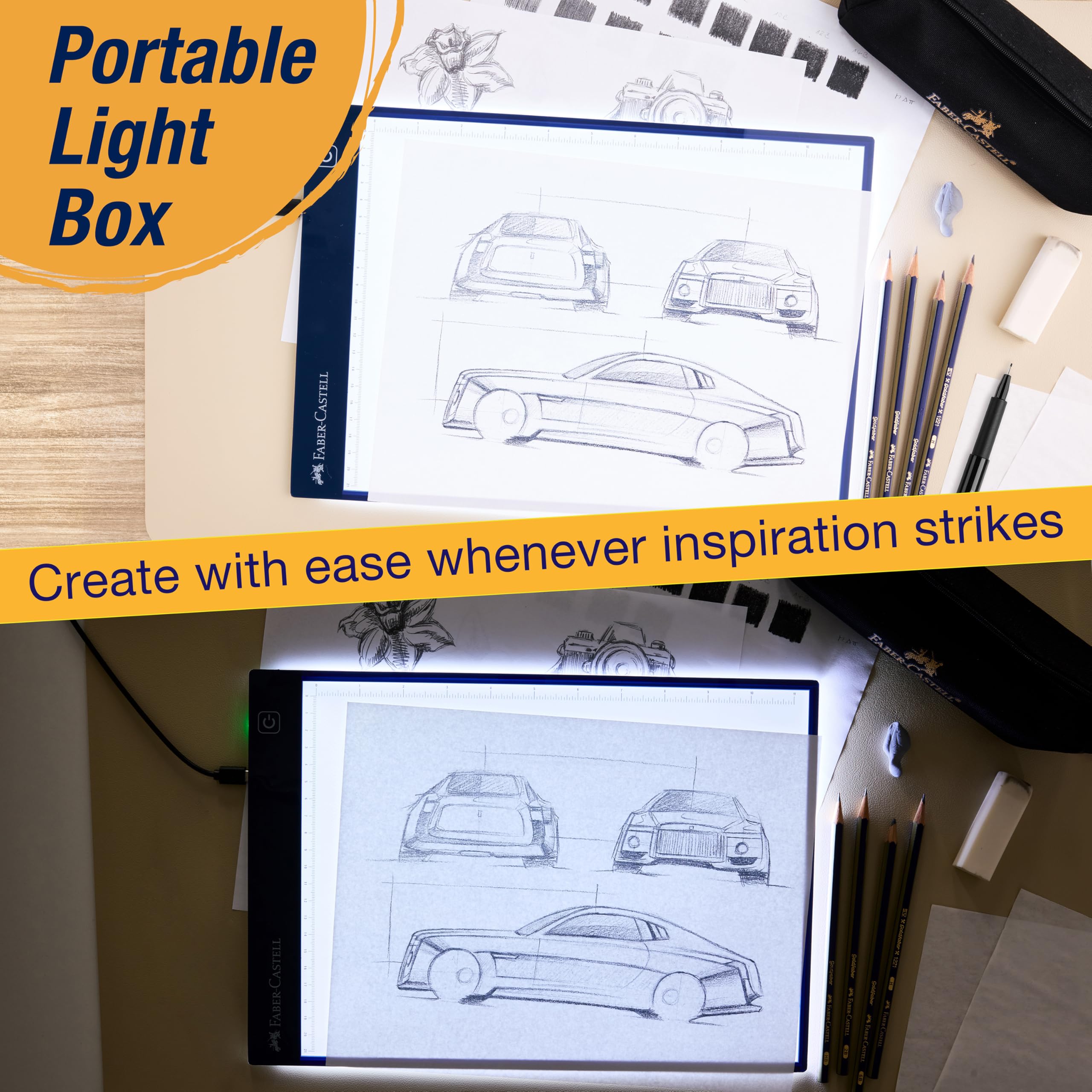 Faber-Castell LED Light Tracing Board: Adjustable Light Up Drawing Board, LED Drawing Pad, Tracing Light Box, Light Pad & Board for Artists, Hobbyists & Adults - Image 6