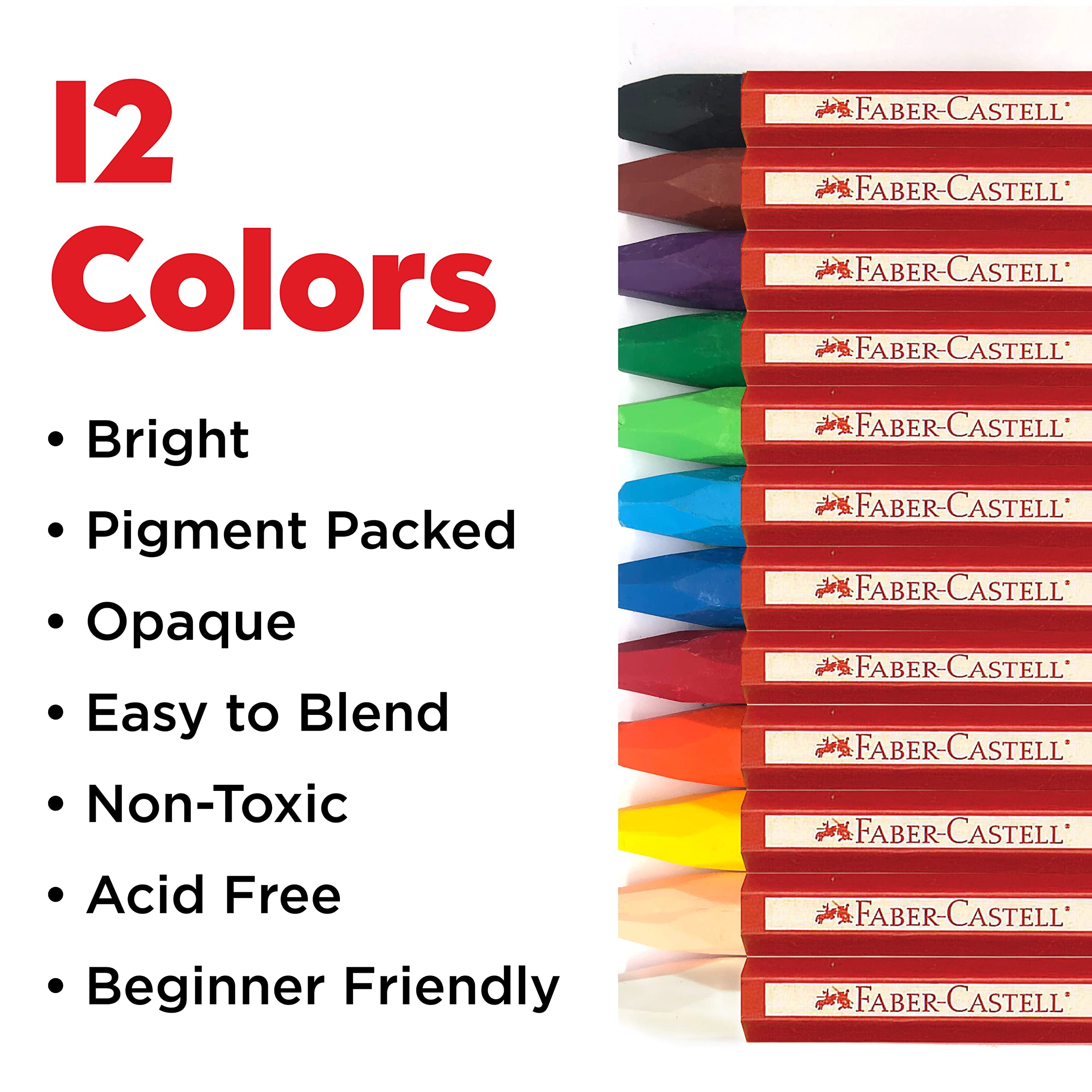 Faber-Castell - Oil Pastels School Pack - Premium Art Supplies For Kids (24 Each of 12 Colors) (288 Count) - Image 3