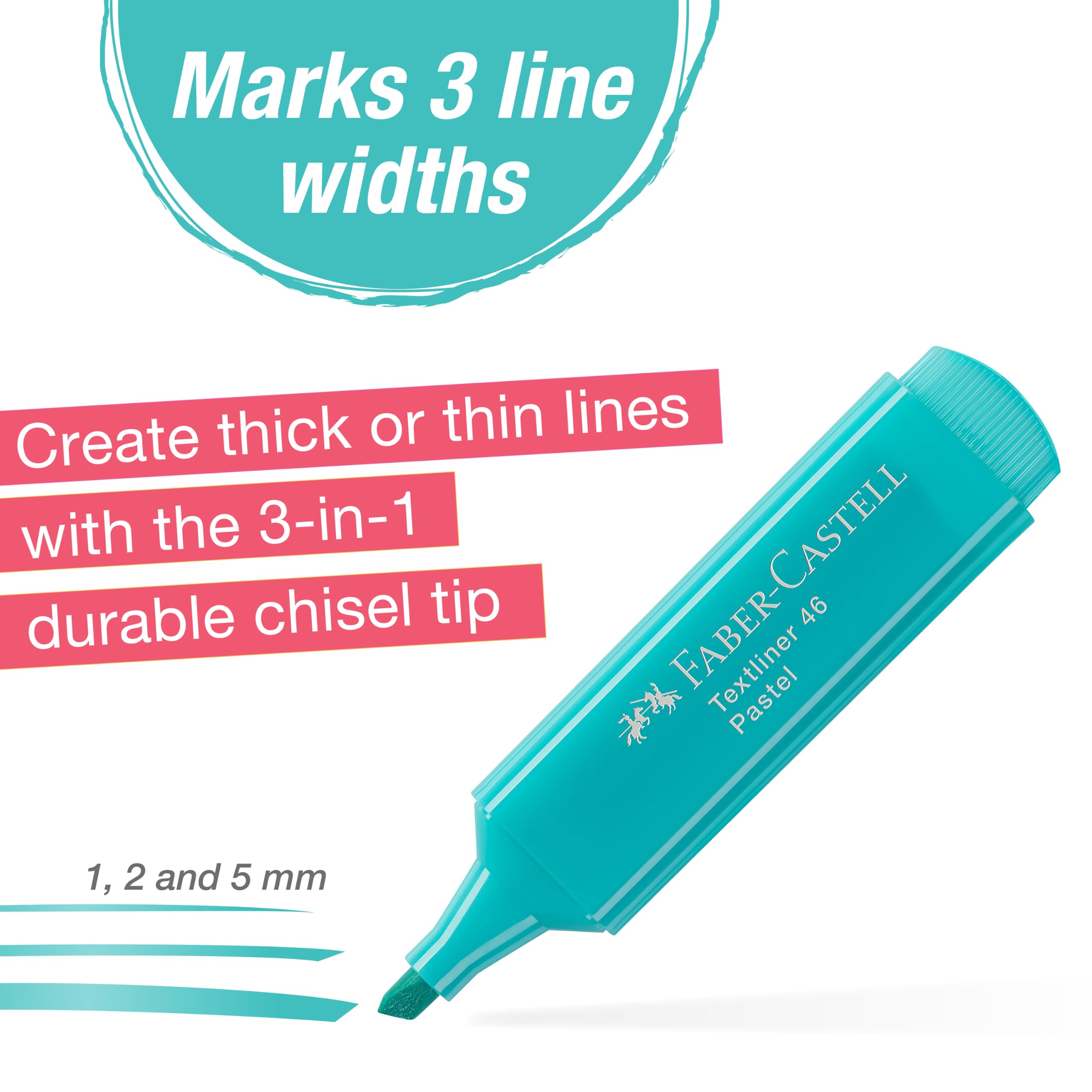 Faber-Castell Pastel Highlighters Set - 8 Chisel Tip Fluorescent Pen | Spring Craft Supplies - Aesthetic School Supplies and Bible Highlighters, No Bleed Markers - Image 3