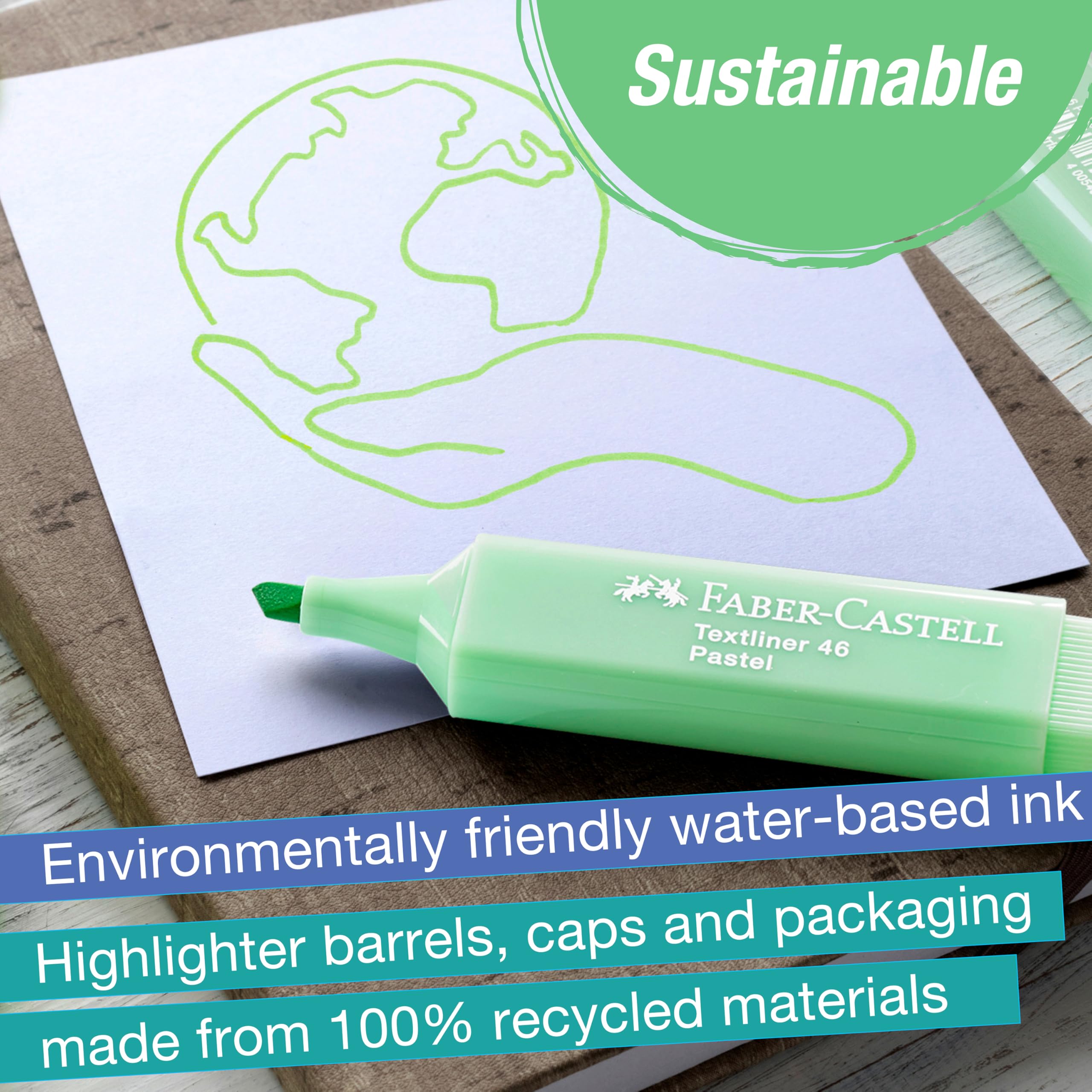 Faber-Castell Pastel Highlighters Set - 8 Chisel Tip Fluorescent Pen | Spring Craft Supplies - Aesthetic School Supplies and Bible Highlighters, No Bleed Markers - Image 5