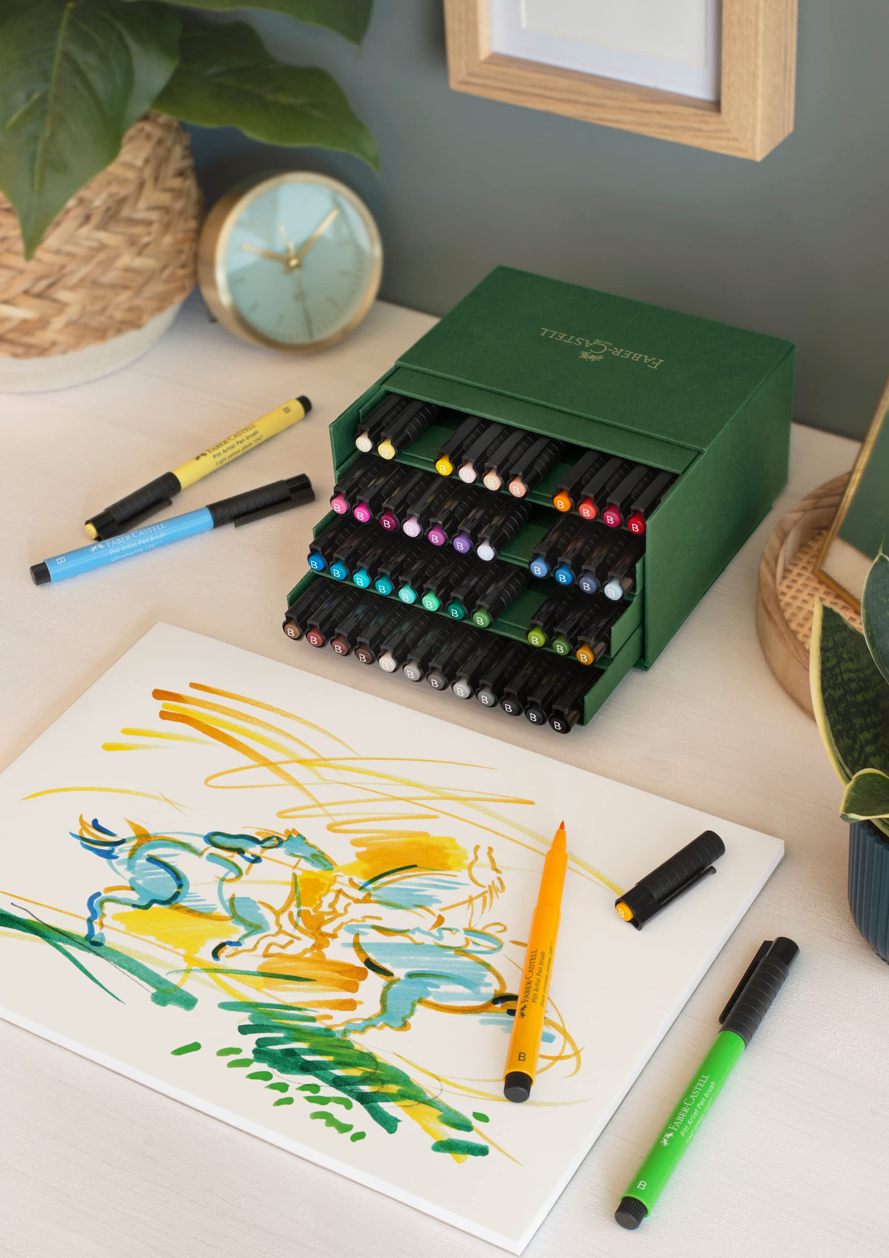 Faber-Castell PITT Artist Pen Brush India Ink Pen - Studio Box of 48 - Image 3