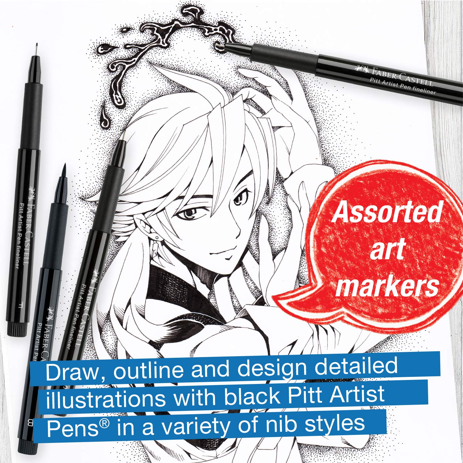 Faber-Castell PITT Artist Pen Manga Drawing Set 167132 - Image 5